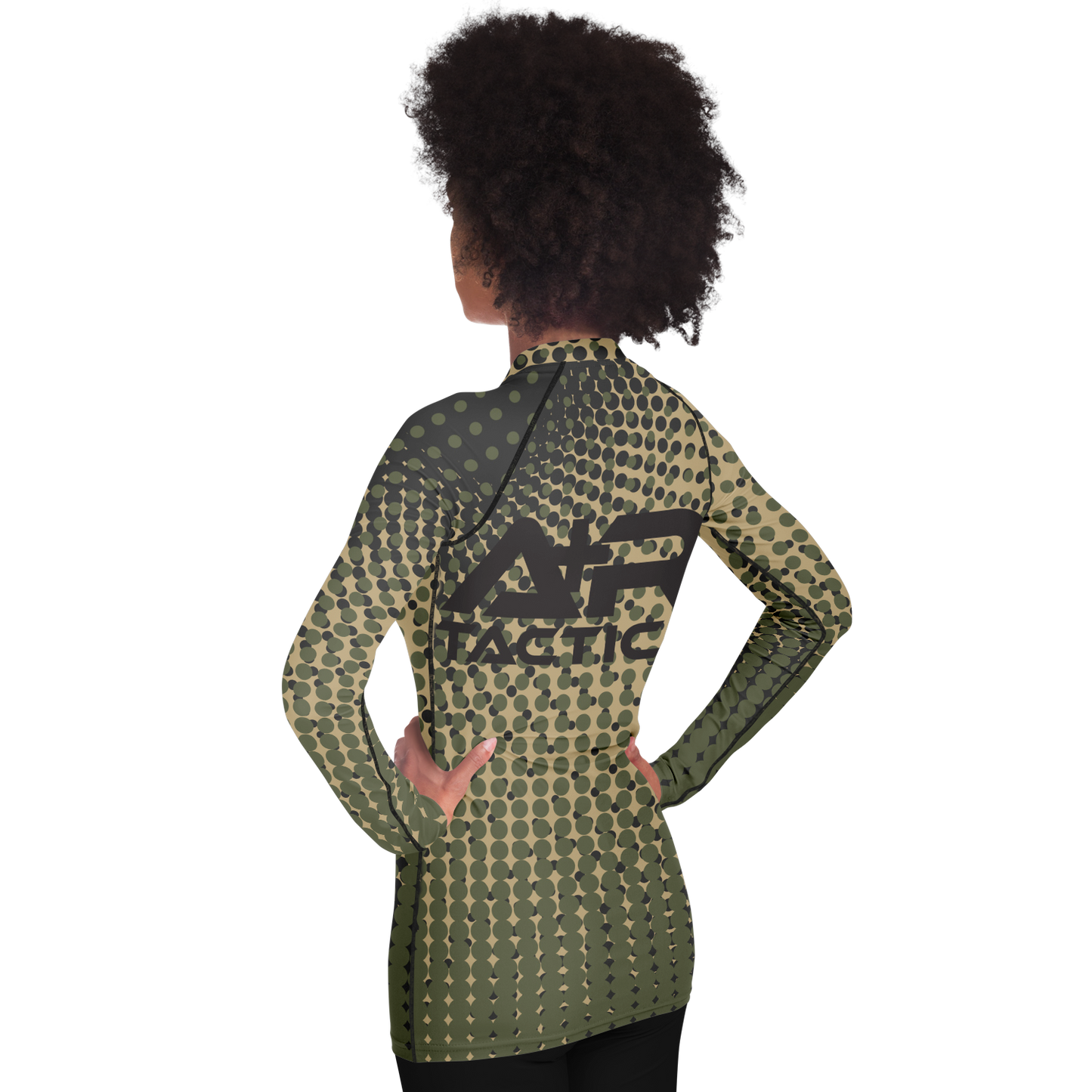 A+R Tactics Logo Womens Rashguard, Green Abstract