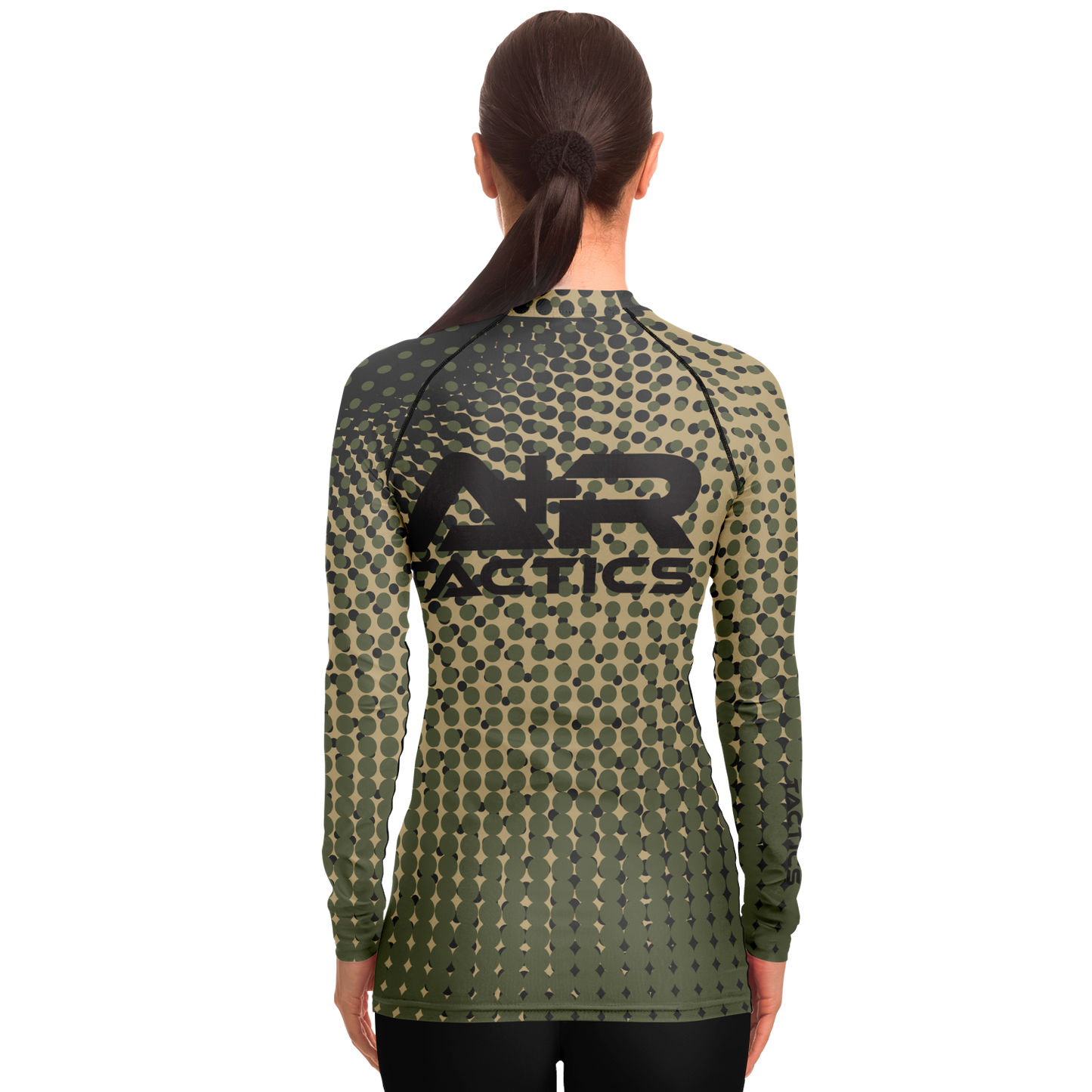 A+R Tactics Logo Womens Rashguard, Green Abstract
