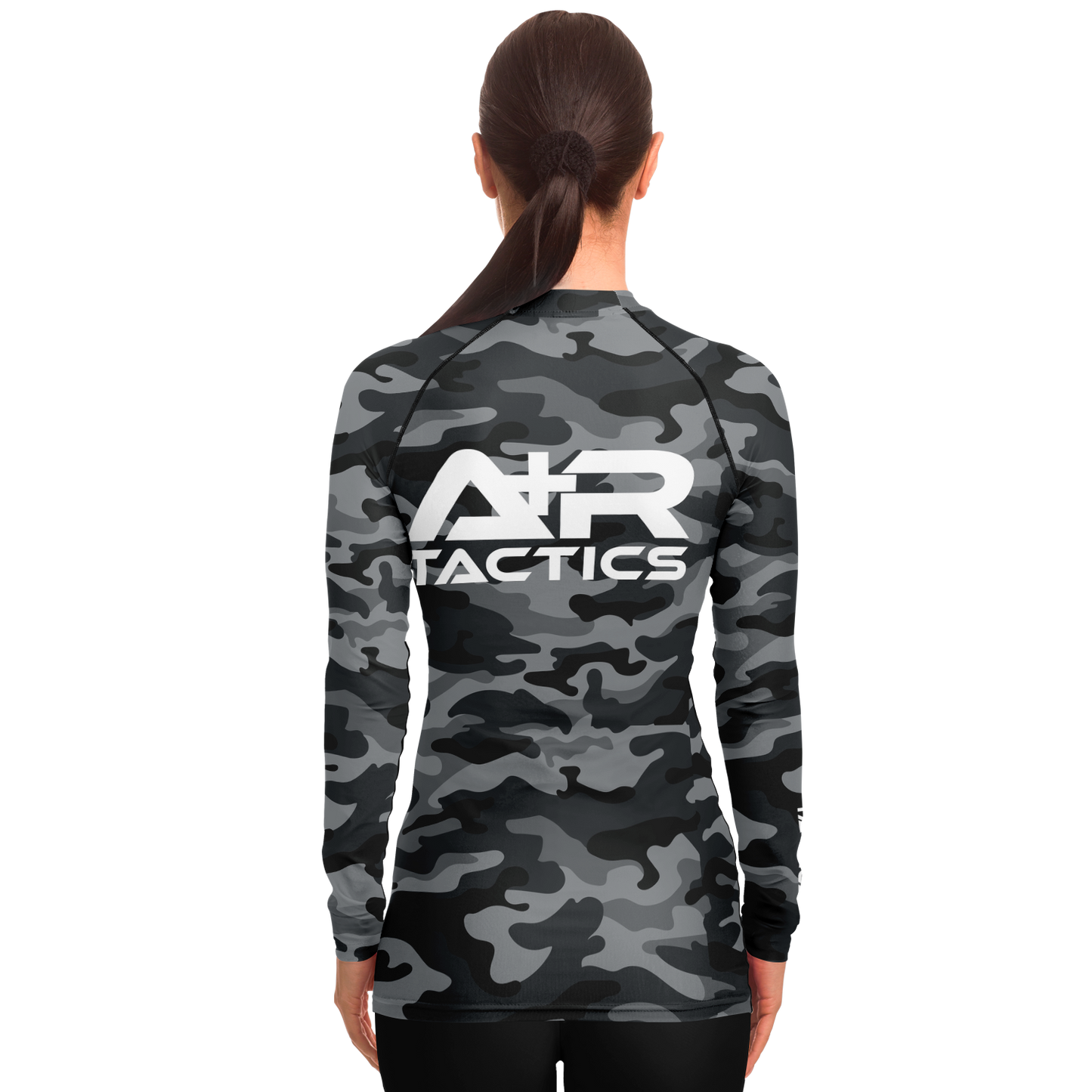 A+R Tactics Logo Womens Rashguard, Black Multicam
