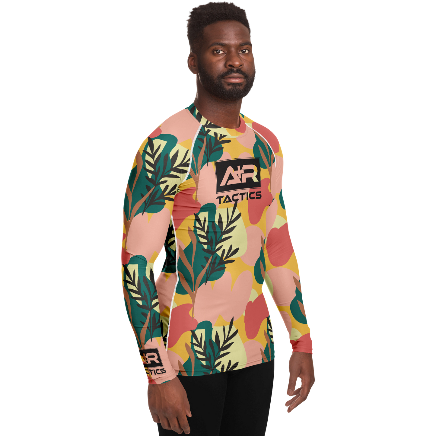 A+R Tactics Logo Mens Rashguard, Blush Floral
