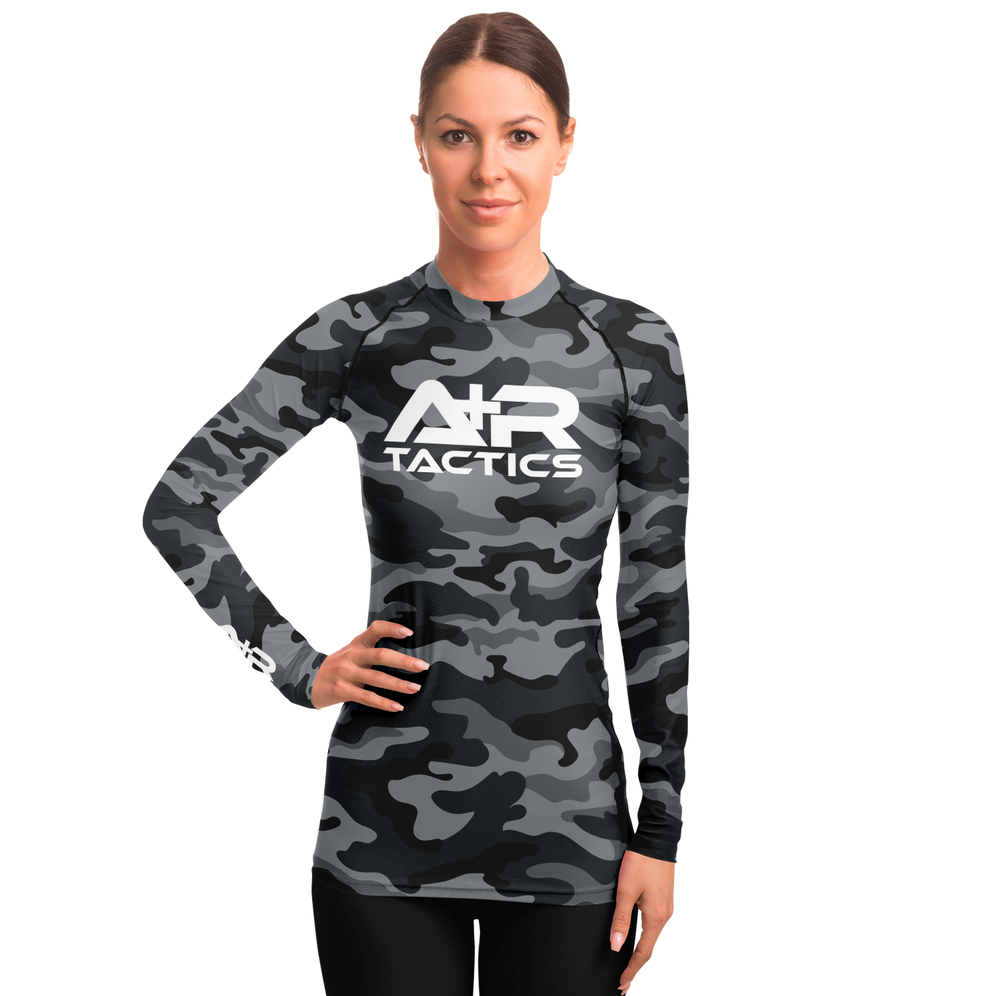 A+R Tactics Logo Womens Rashguard, Black Multicam