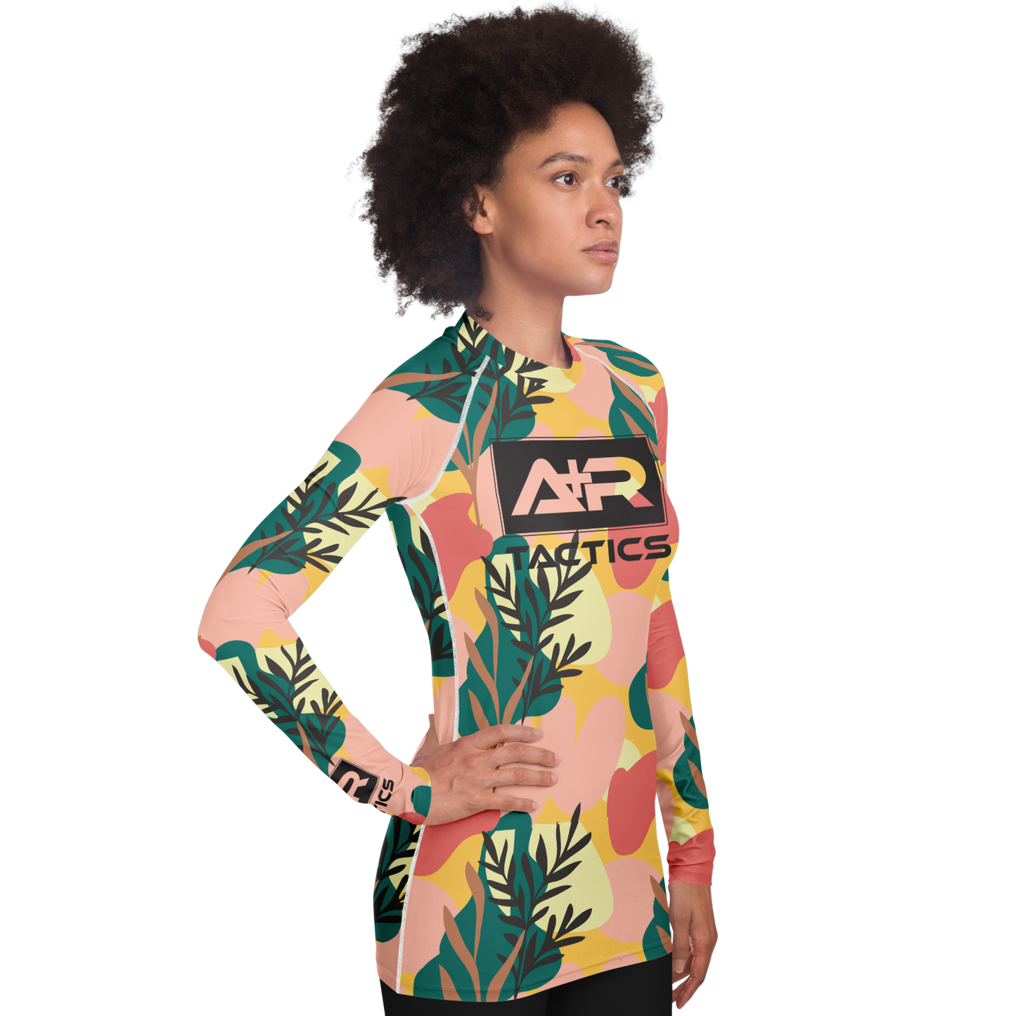 A+R Tactics Logo Womens Rashguard, Blush Floral