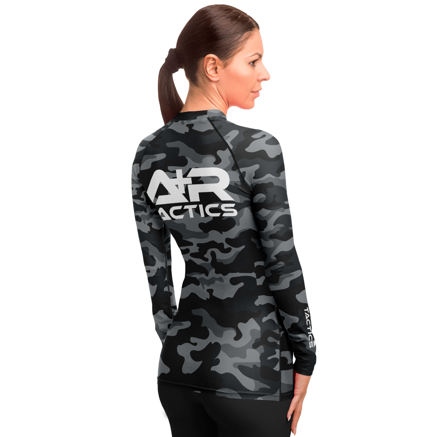 A+R Tactics Logo Womens Rashguard, Black Multicam