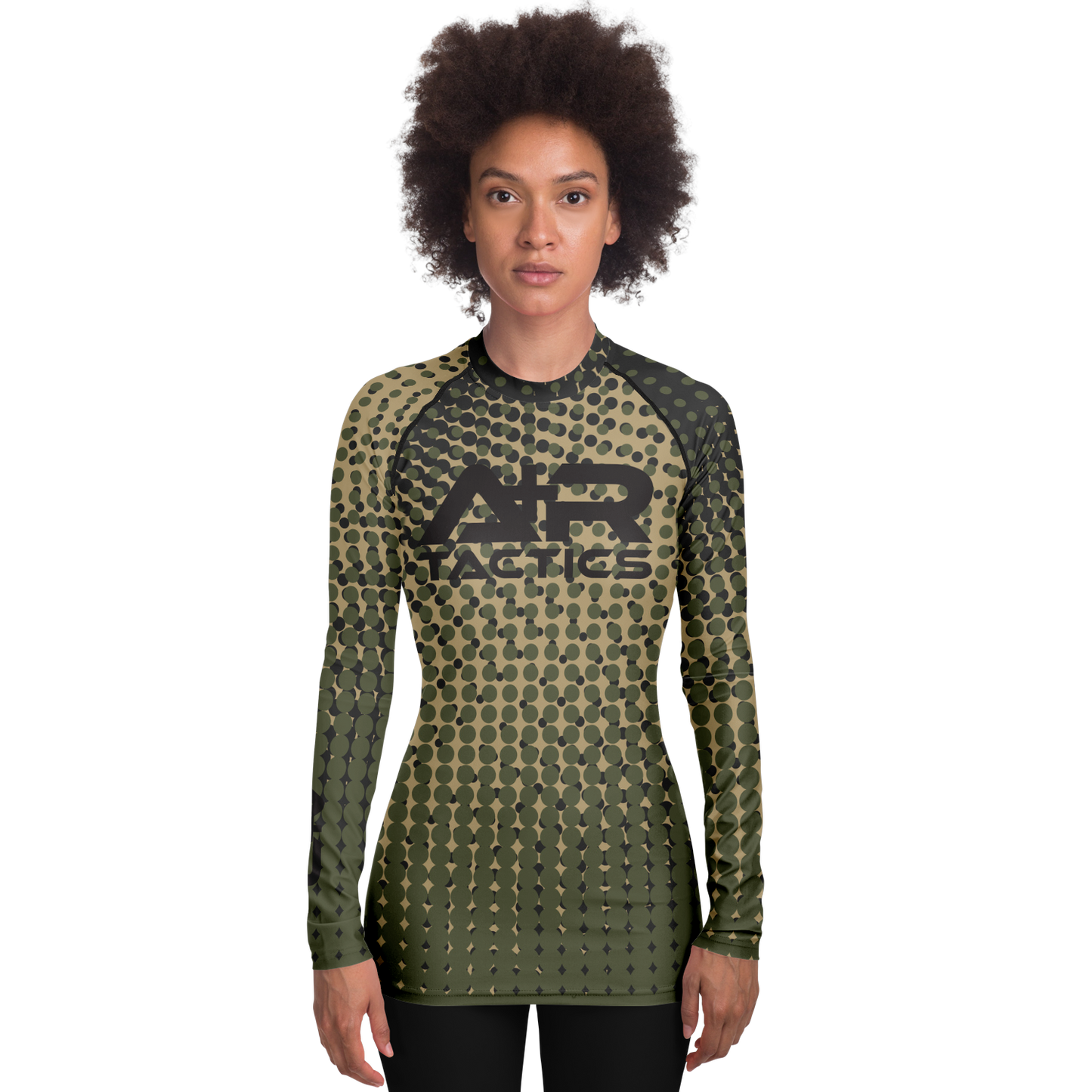 A+R Tactics Logo Womens Rashguard, Green Abstract