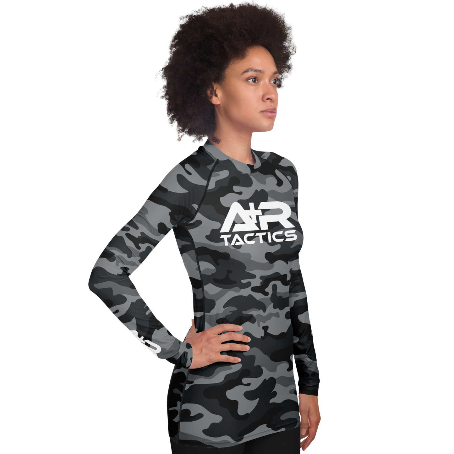 A+R Tactics Logo Womens Rashguard, Black Multicam