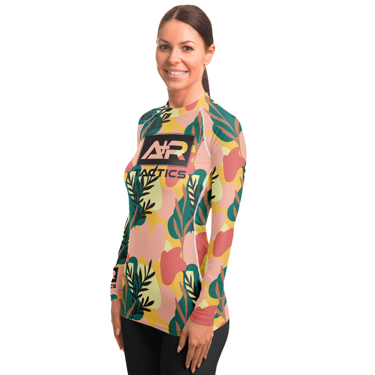 A+R Tactics Logo Womens Rashguard, Blush Floral