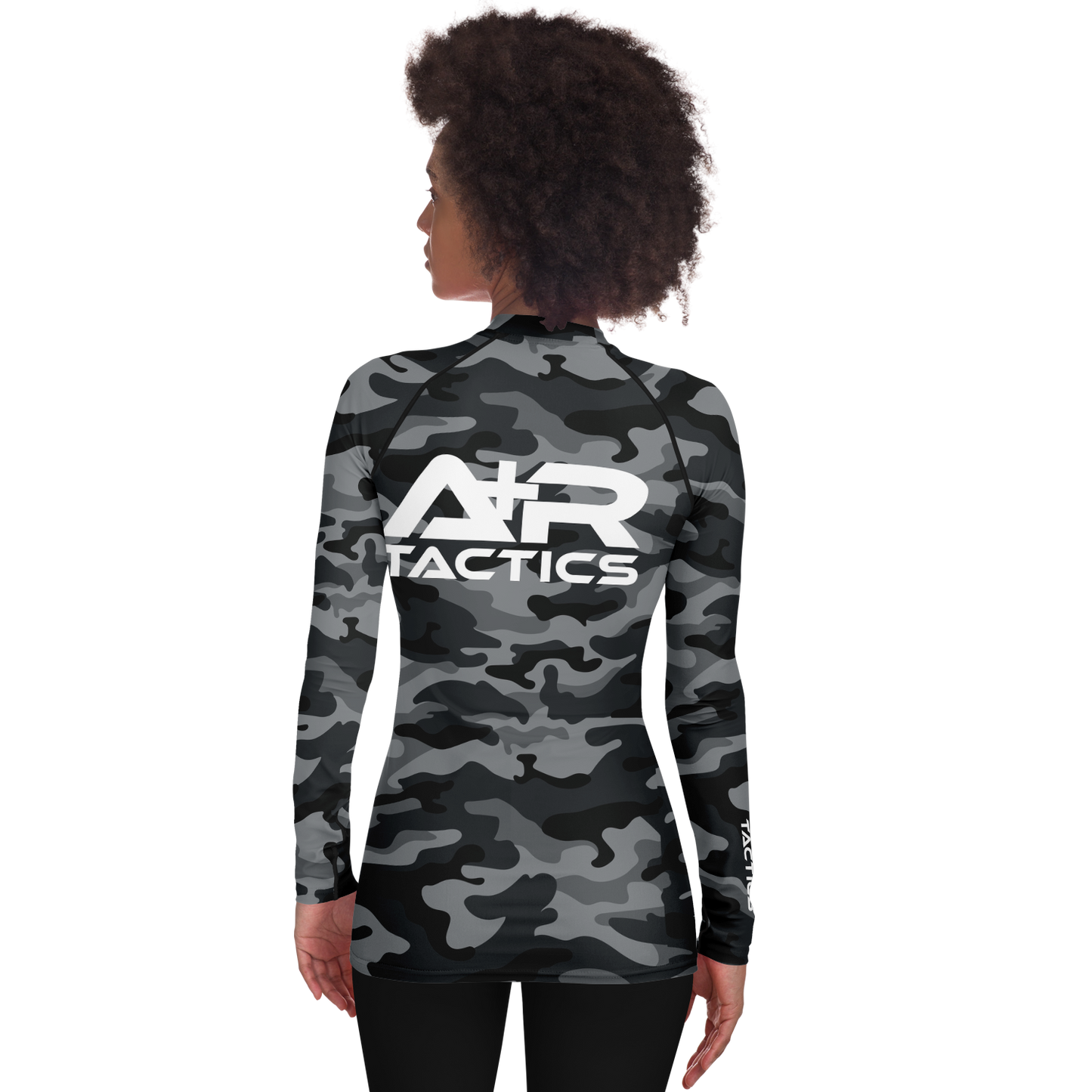 A+R Tactics Logo Womens Rashguard, Black Multicam