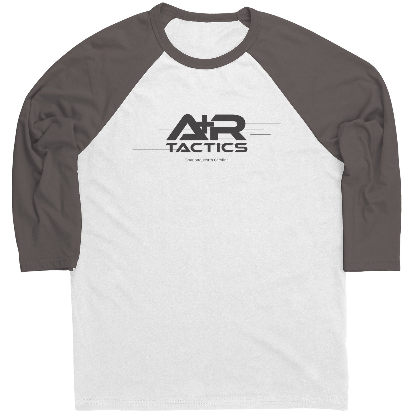 A+R Tactics Logo Raglan Sleeve Tee, Lined Logo Black Print