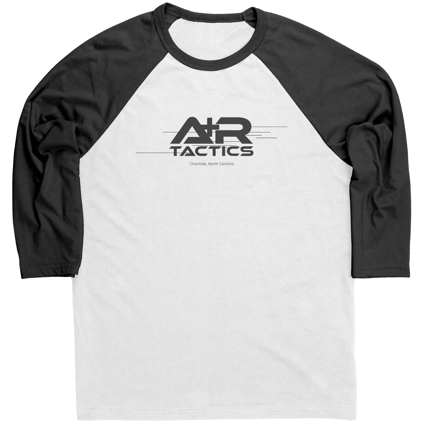 A+R Tactics Logo Raglan Sleeve Tee, Lined Logo Black Print