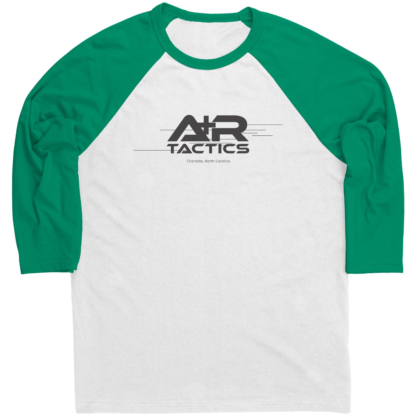 A+R Tactics Logo Raglan Sleeve Tee, Lined Logo Black Print