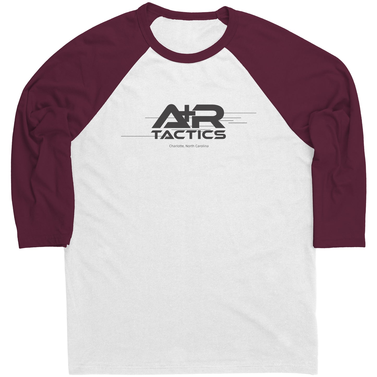 A+R Tactics Logo Raglan Sleeve Tee, Lined Logo Black Print