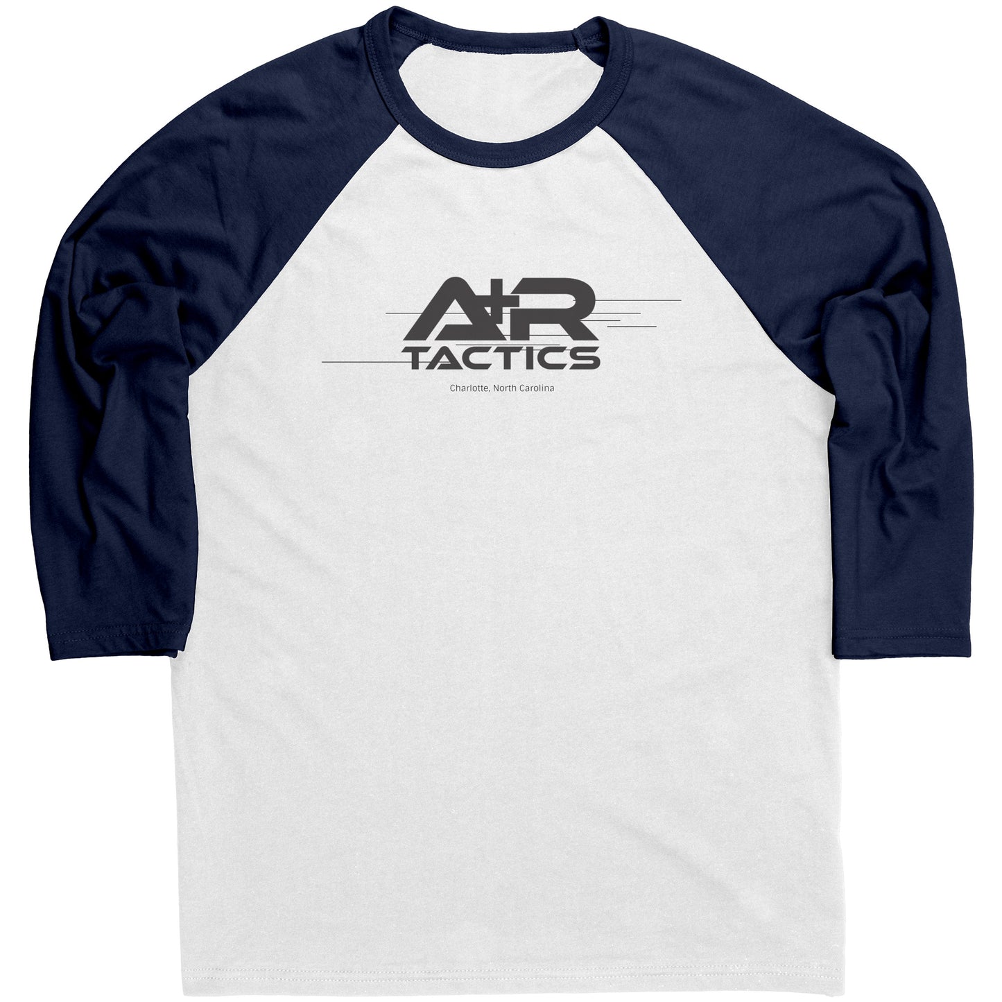 A+R Tactics Logo Raglan Sleeve Tee, Lined Logo Black Print