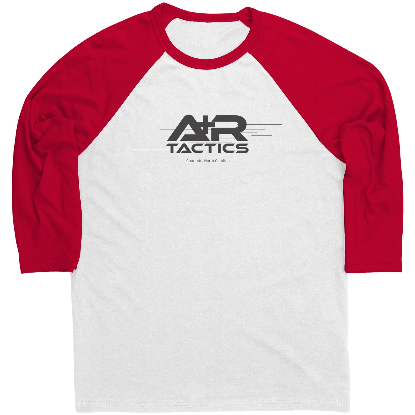 A+R Tactics Logo Raglan Sleeve Tee, Lined Logo Black Print