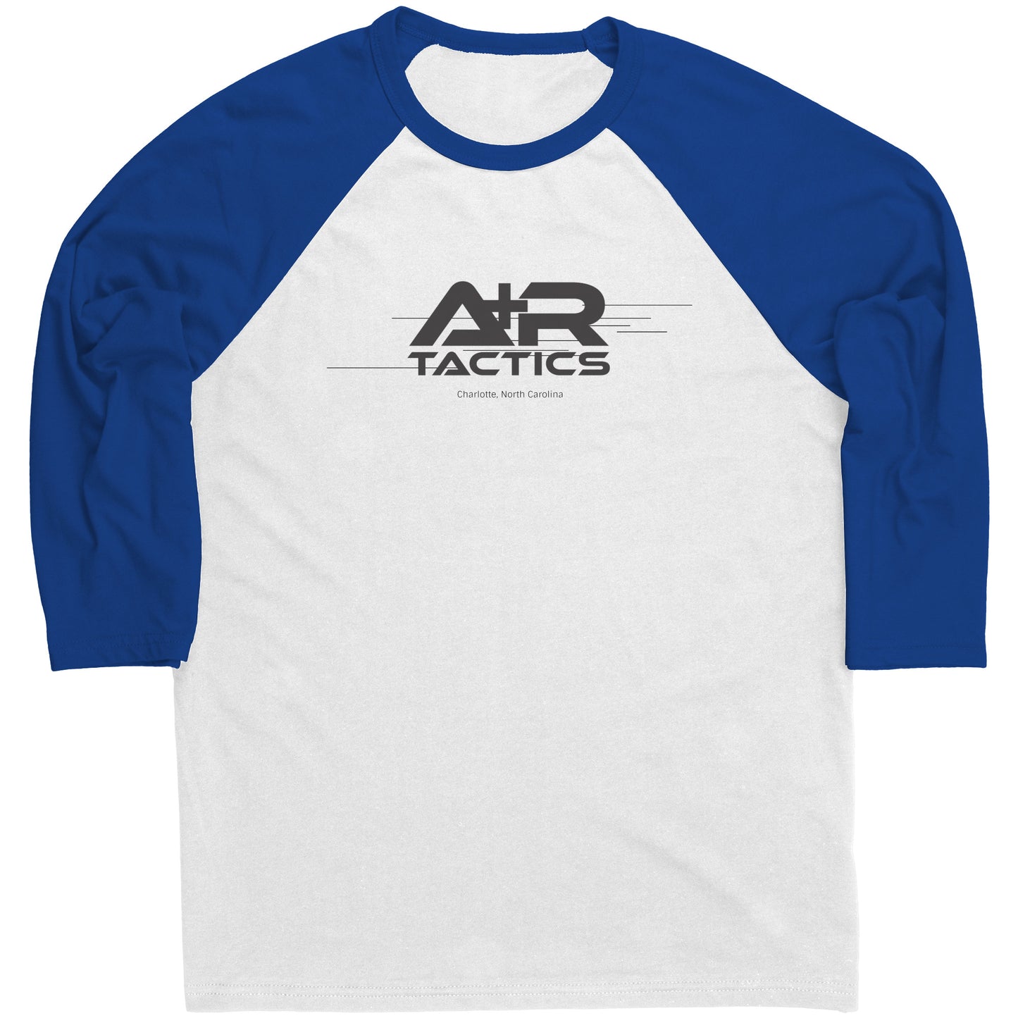 A+R Tactics Logo Raglan Sleeve Tee, Lined Logo Black Print