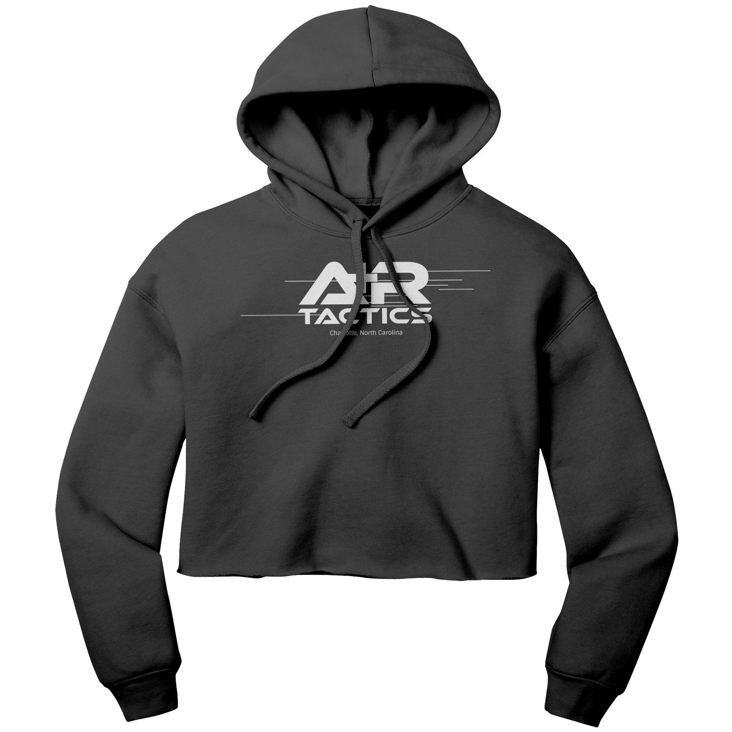 A+R Tactics Logo Womens Crop Fleece Hoodie, Lined Logo White Print