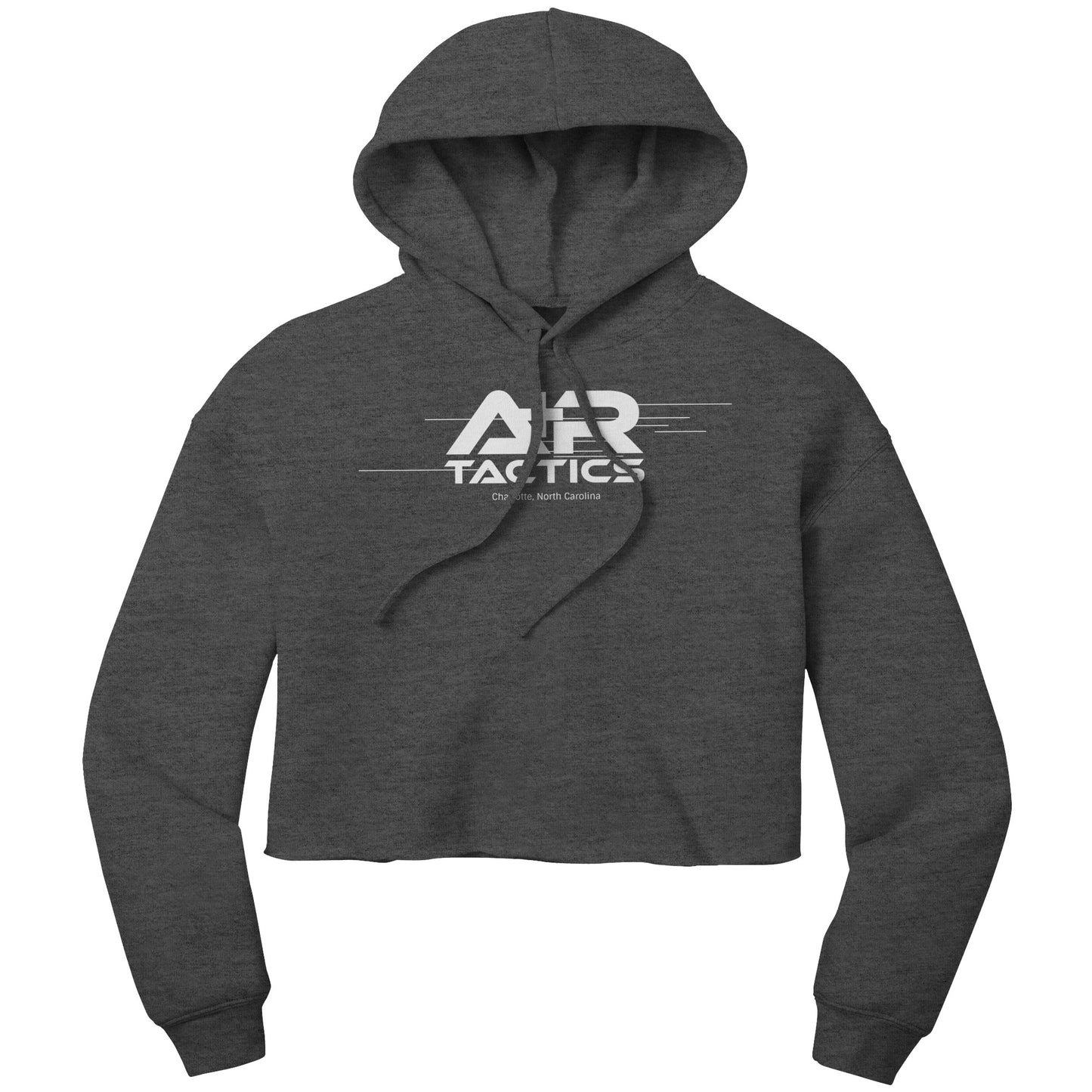 A+R Tactics Logo Womens Crop Fleece Hoodie, Lined Logo White Print