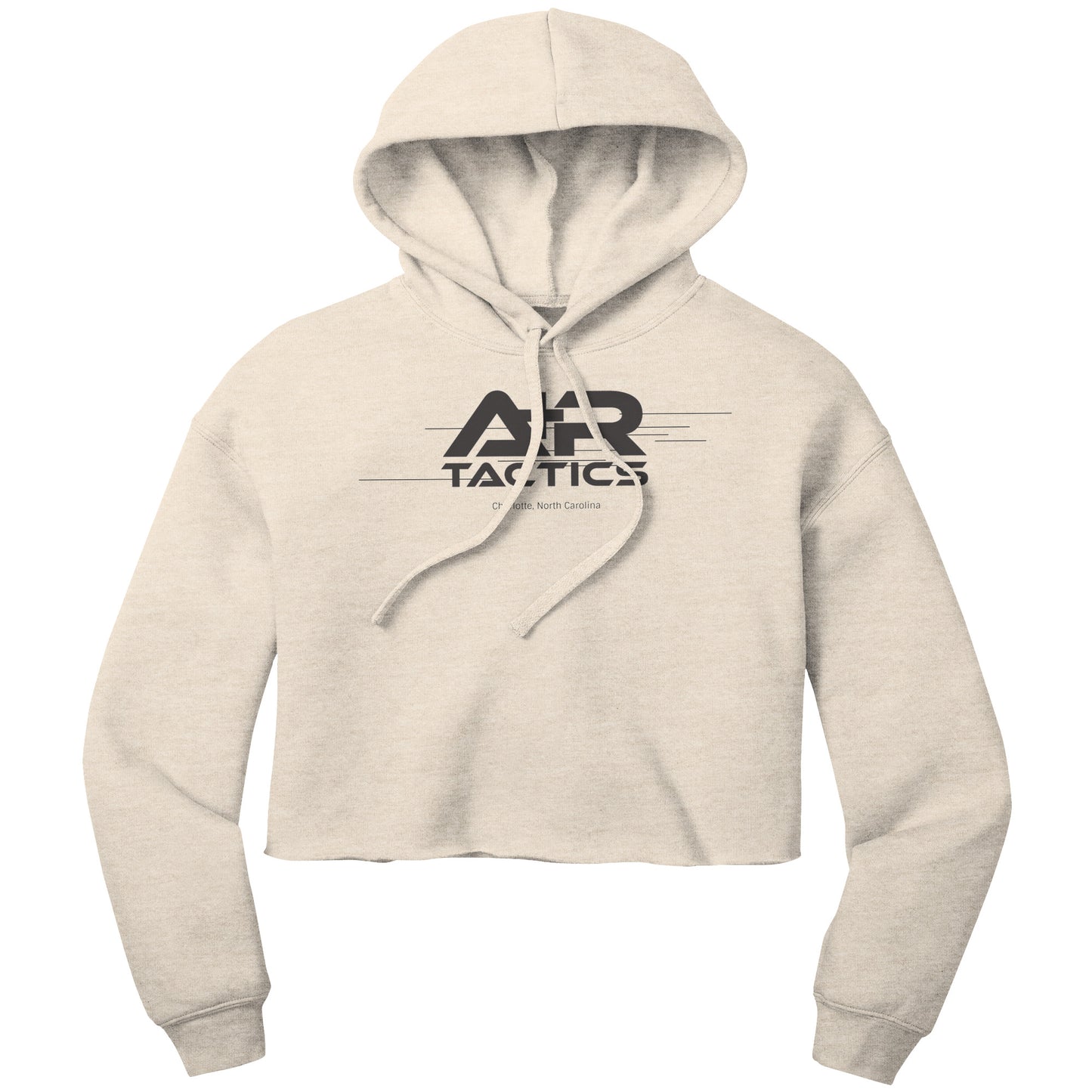 A+R Tactics Logo Womens Crop Fleece Hoodie, Lined Logo Black Print