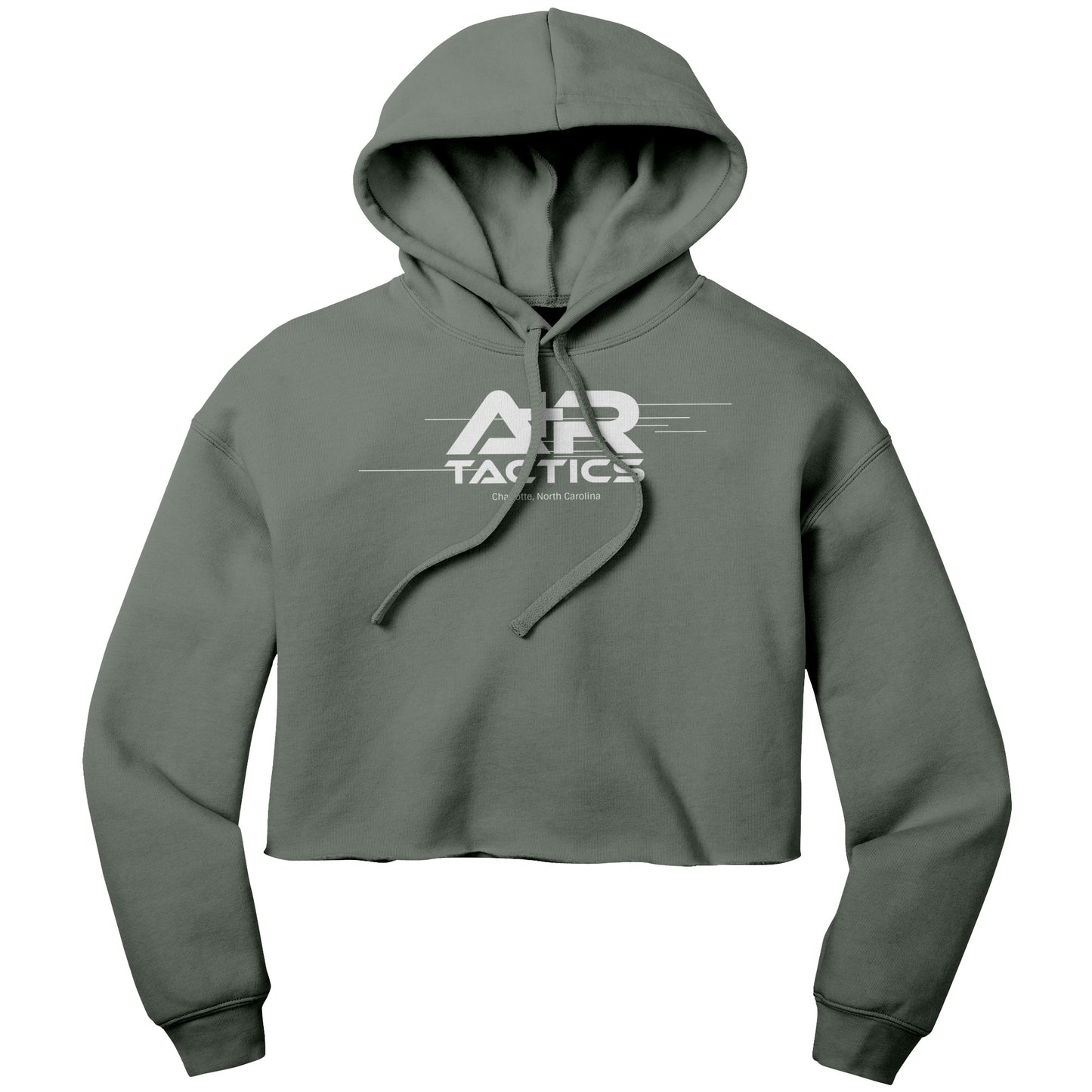 A+R Tactics Logo Womens Crop Fleece Hoodie, Lined Logo White Print