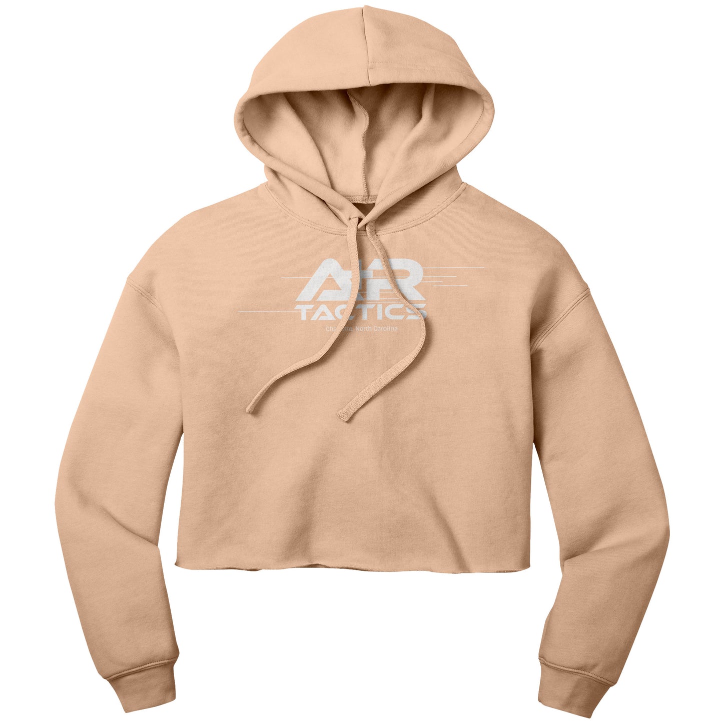 A+R Tactics Logo Womens Crop Fleece Hoodie, Lined Logo White Print
