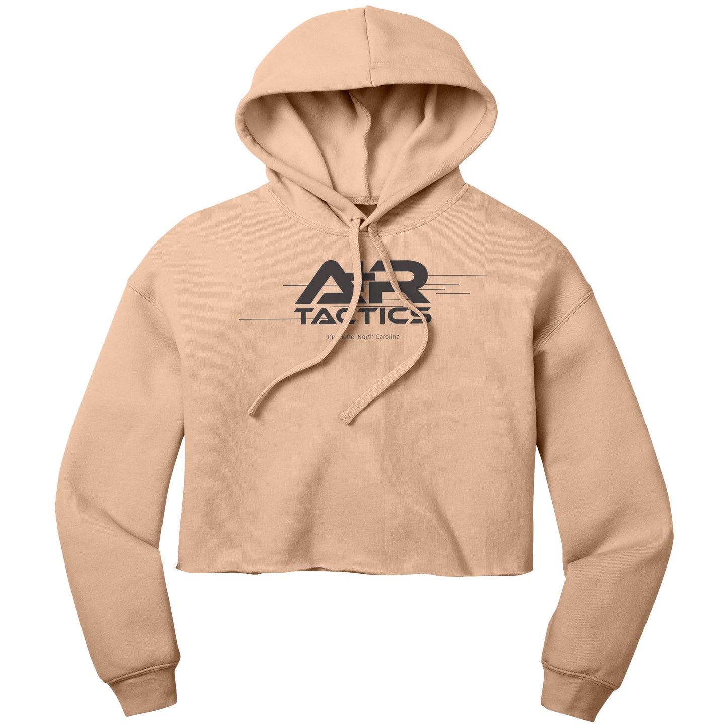 A+R Tactics Logo Womens Crop Fleece Hoodie, Lined Logo Black Print