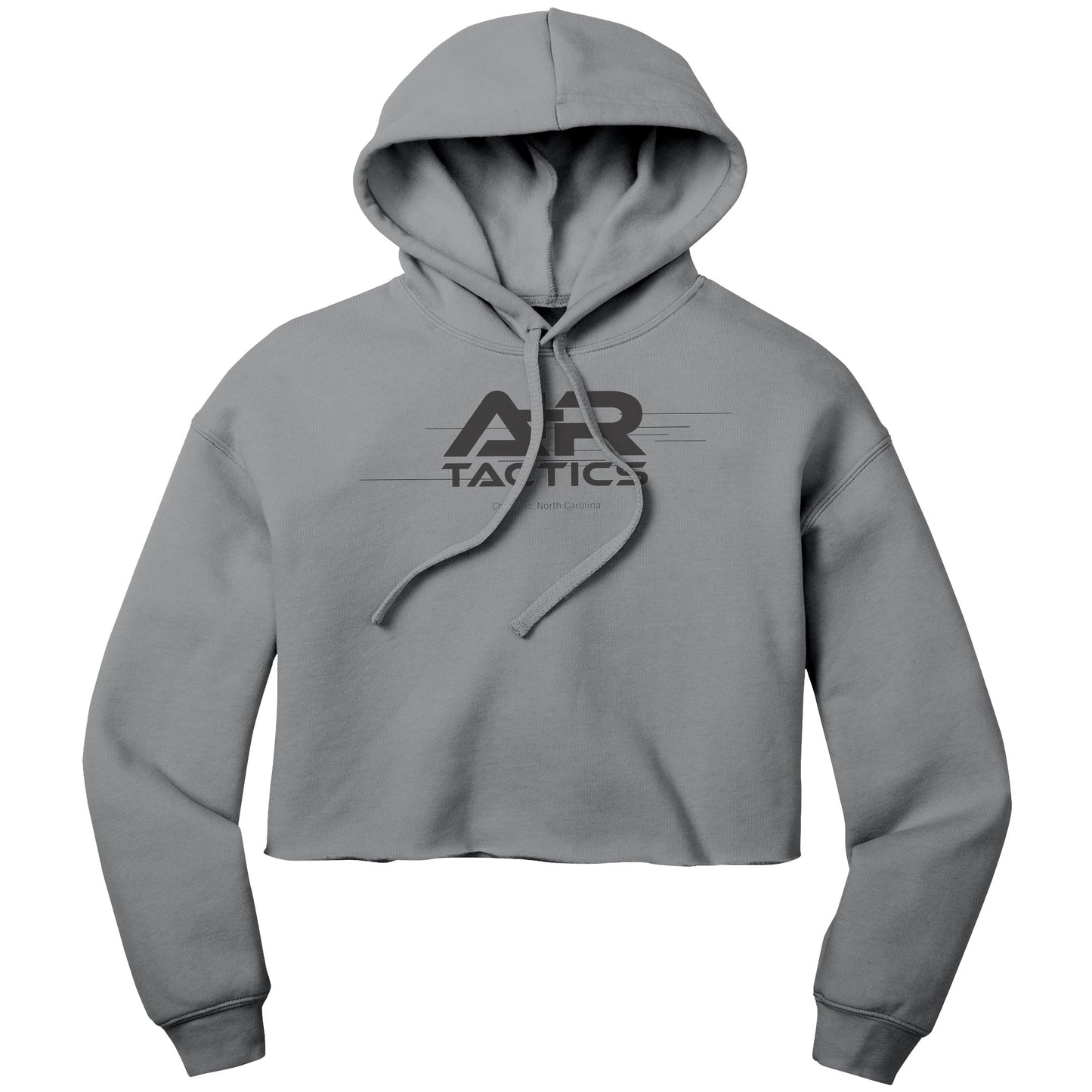 A+R Tactics Logo Womens Crop Fleece Hoodie, Lined Logo Black Print