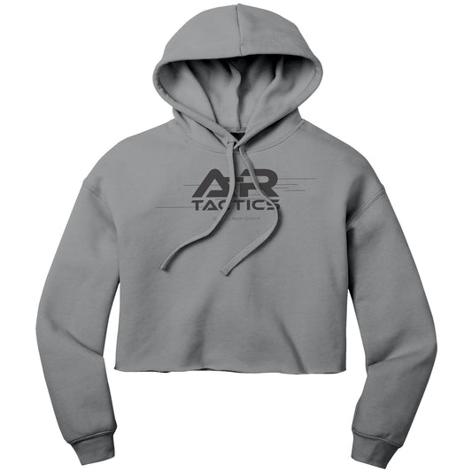 A+R Tactics Logo Womens Crop Fleece Hoodie, Lined Logo Black Print