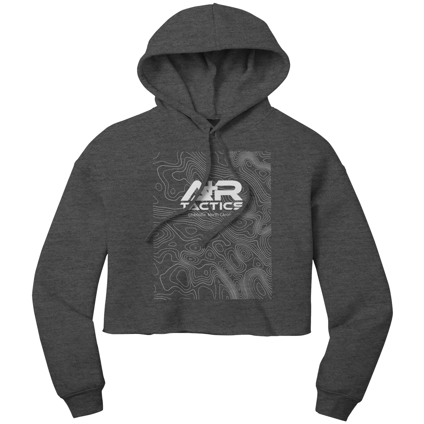 A+R Tactics Logo Womens Crop Fleece Hoodie, Topographical Logo White Print
