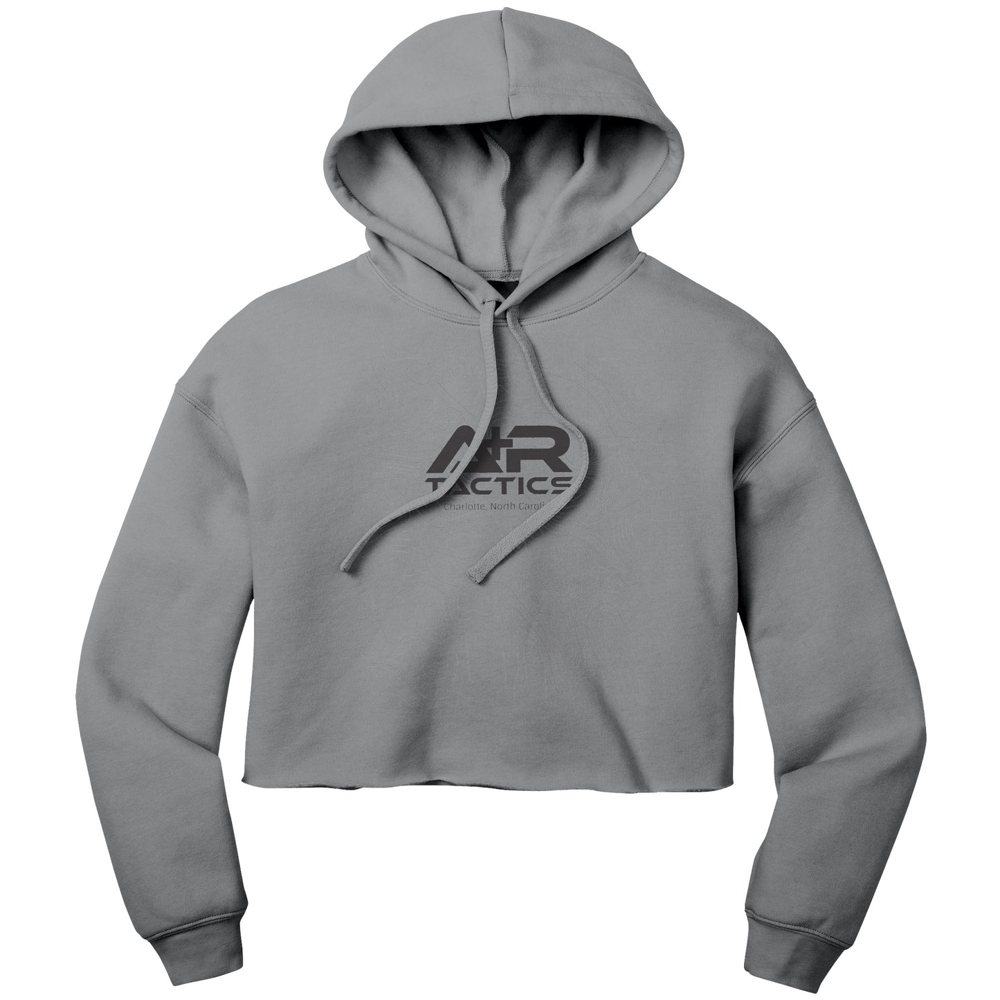 A+R Tactics Logo Womens Crop Fleece Hoodie, Topographical Logo Black Print