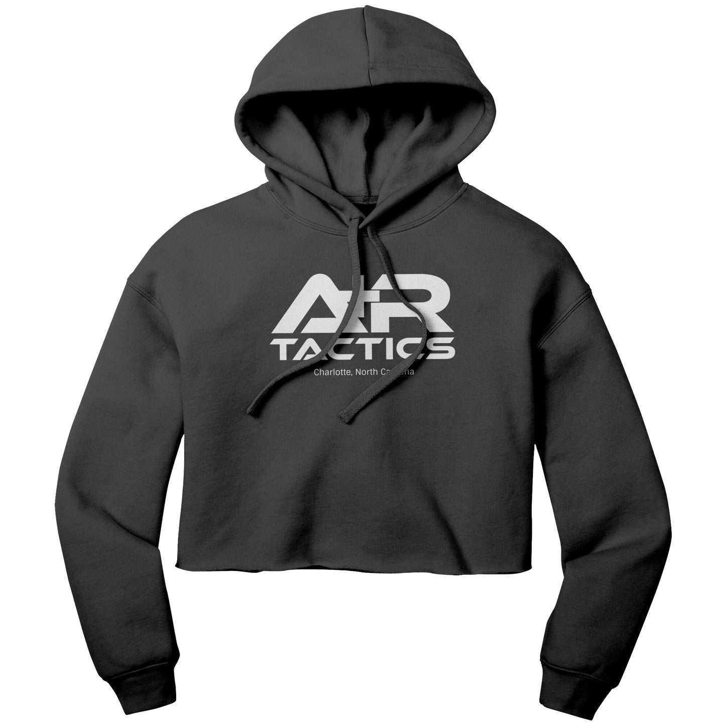 A+R Tactics Logo Womens Crop Fleece Hoodie, White Print