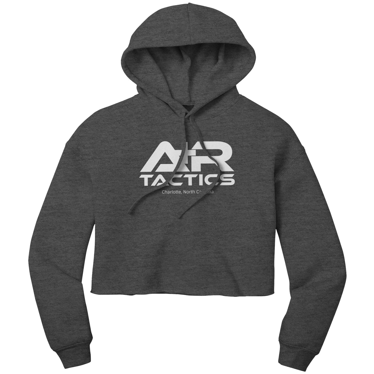 A+R Tactics Logo Womens Crop Fleece Hoodie, White Print
