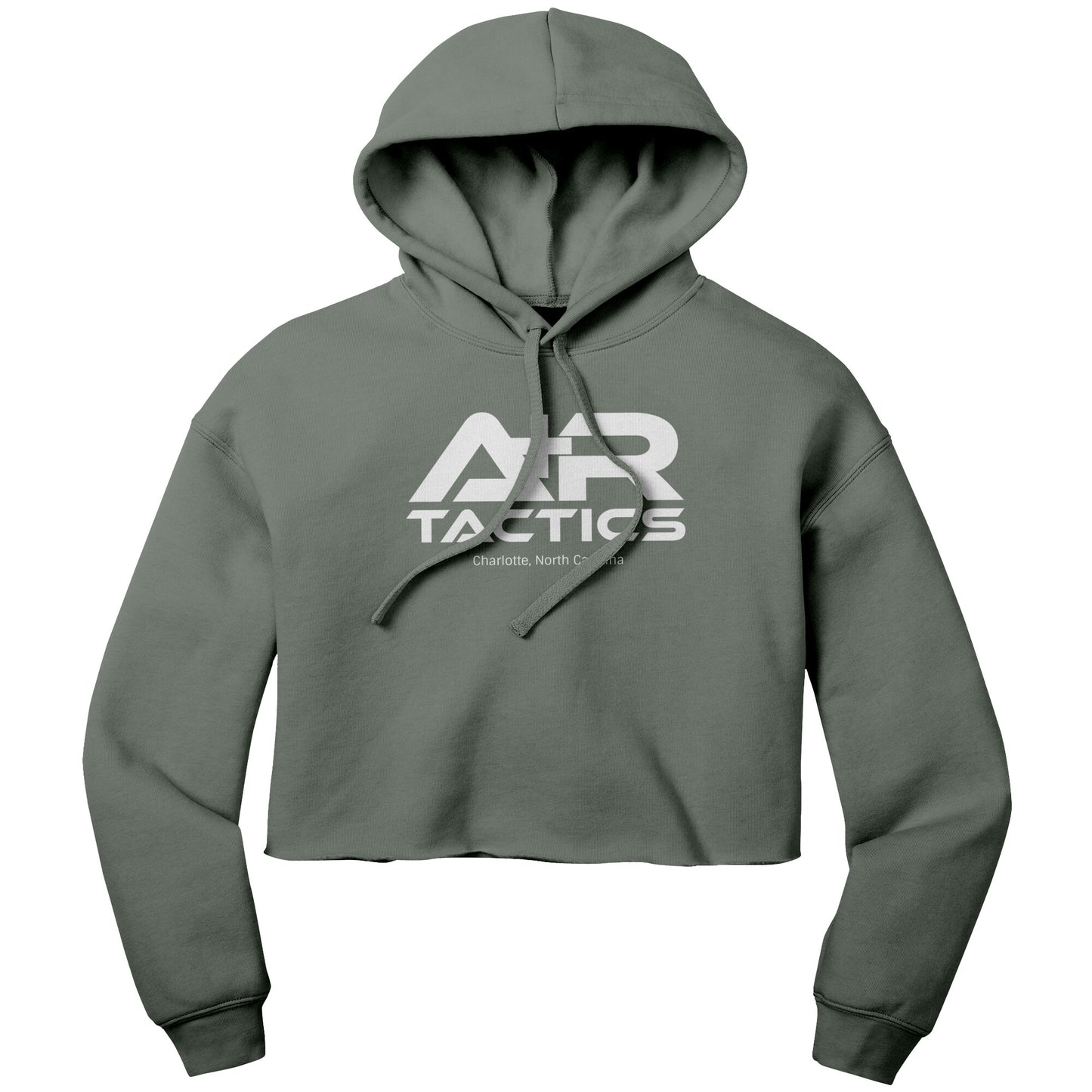 A+R Tactics Logo Womens Crop Fleece Hoodie, White Print
