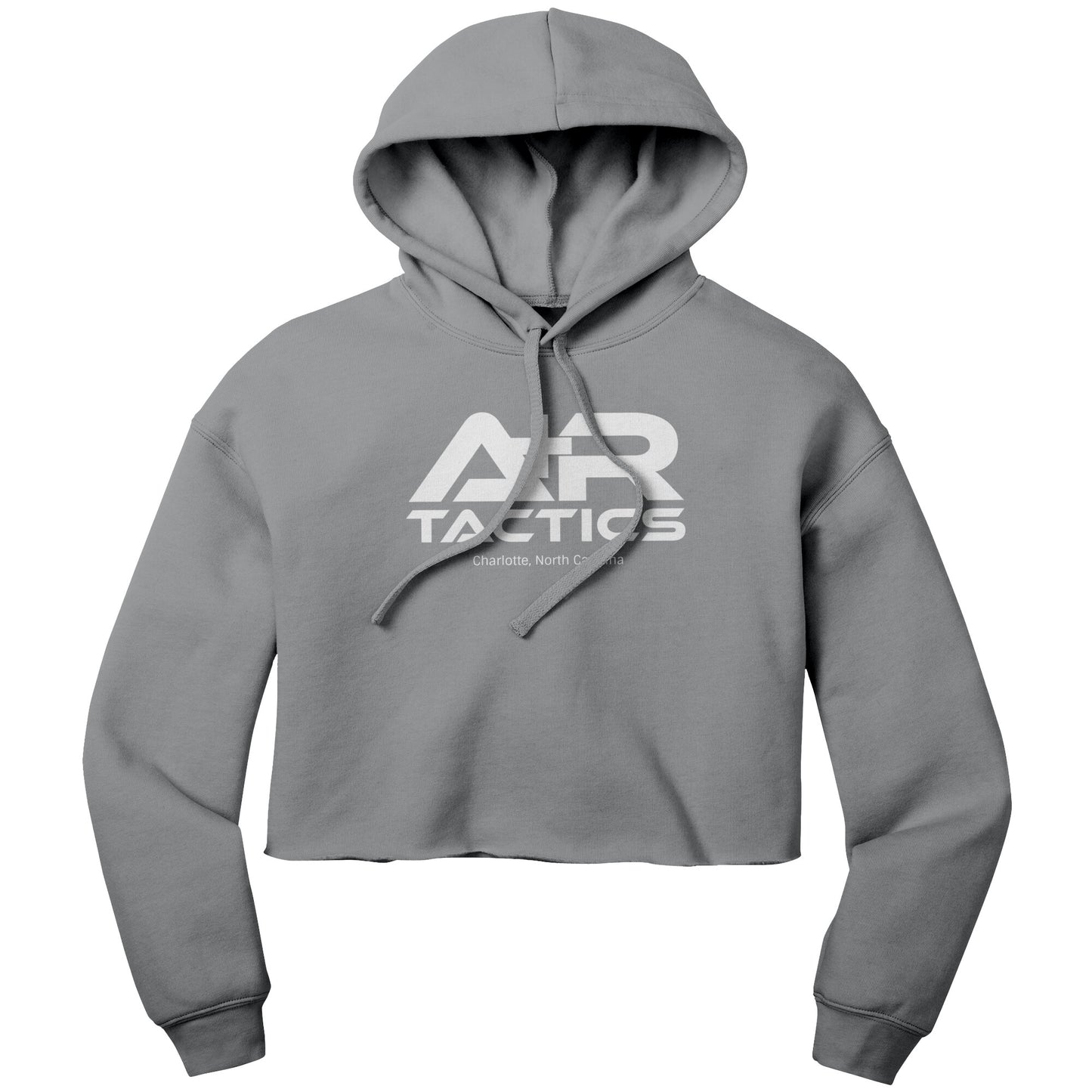 A+R Tactics Logo Womens Crop Fleece Hoodie, White Print