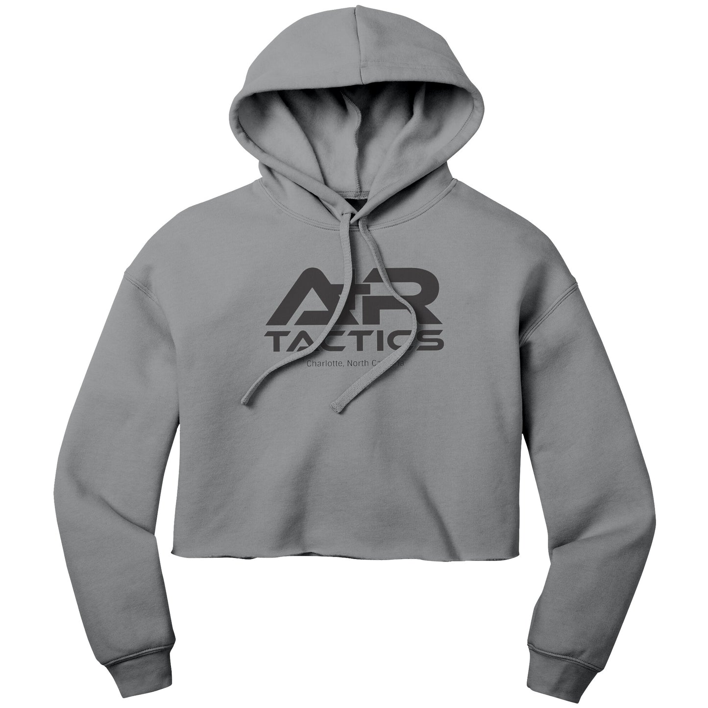 A+R Tactics Logo Womens Crop Fleece Hoodie, Black Print