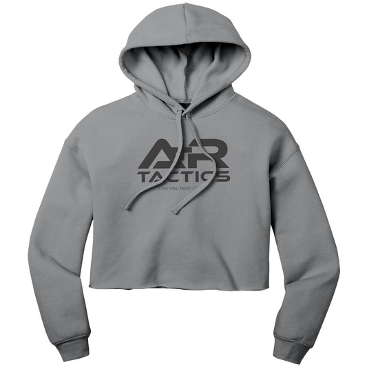 A+R Tactics Logo Womens Crop Fleece Hoodie, Black Print