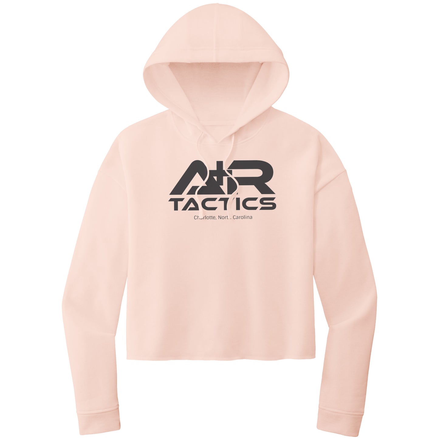 A+R Tactics Logo Womens Crop Hoodie, Black Print