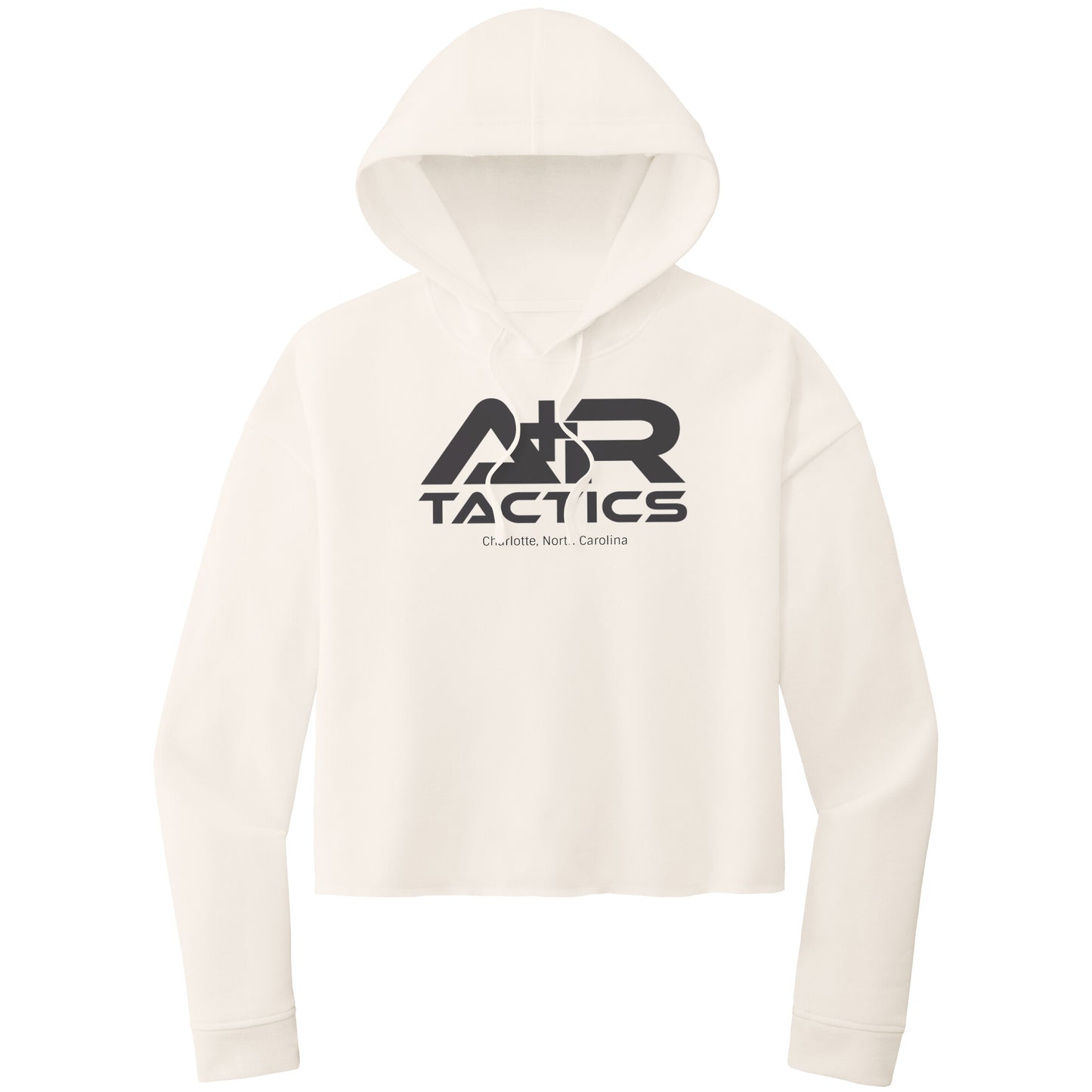A+R Tactics Logo Womens Crop Hoodie, Black Print