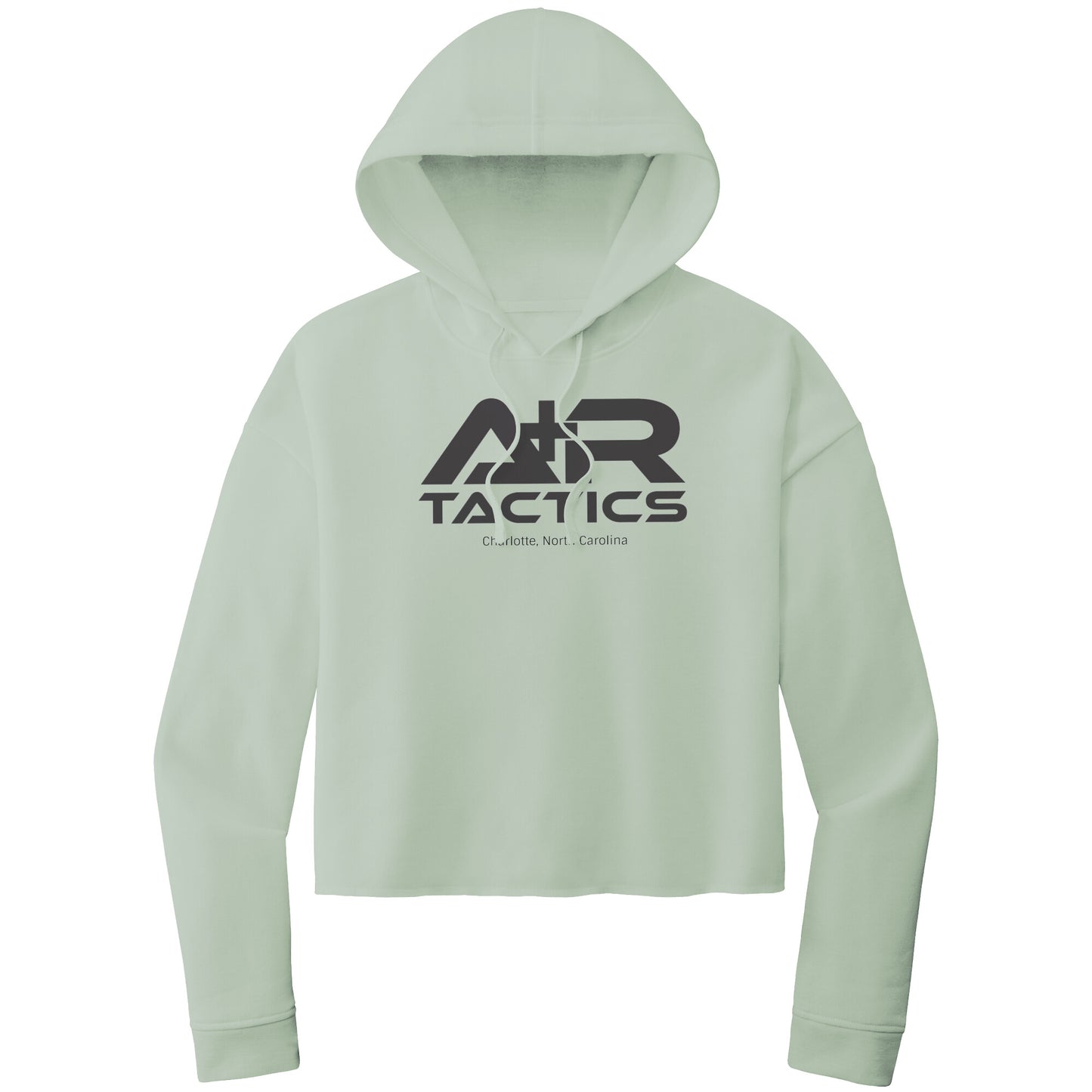 A+R Tactics Logo Womens Crop Hoodie, Black Print