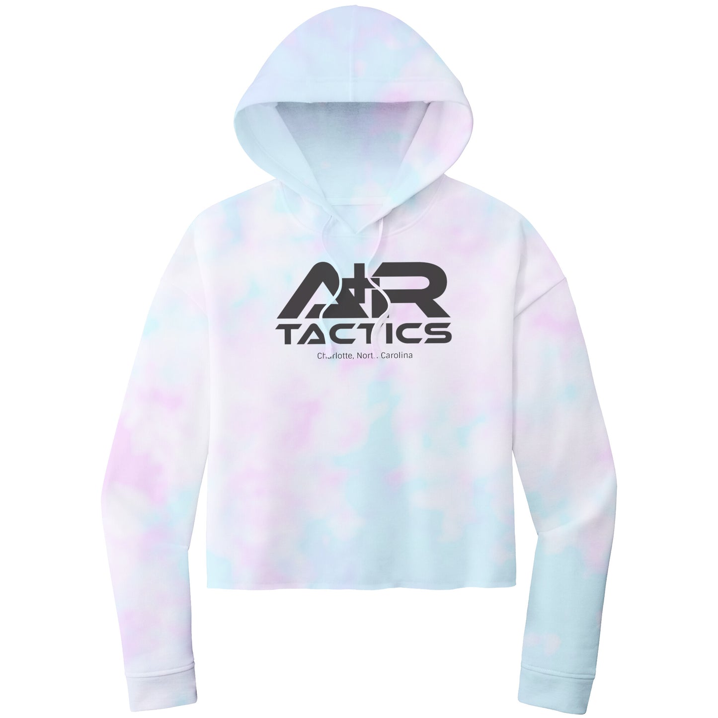 A+R Tactics Logo Womens Crop Hoodie, Black Print