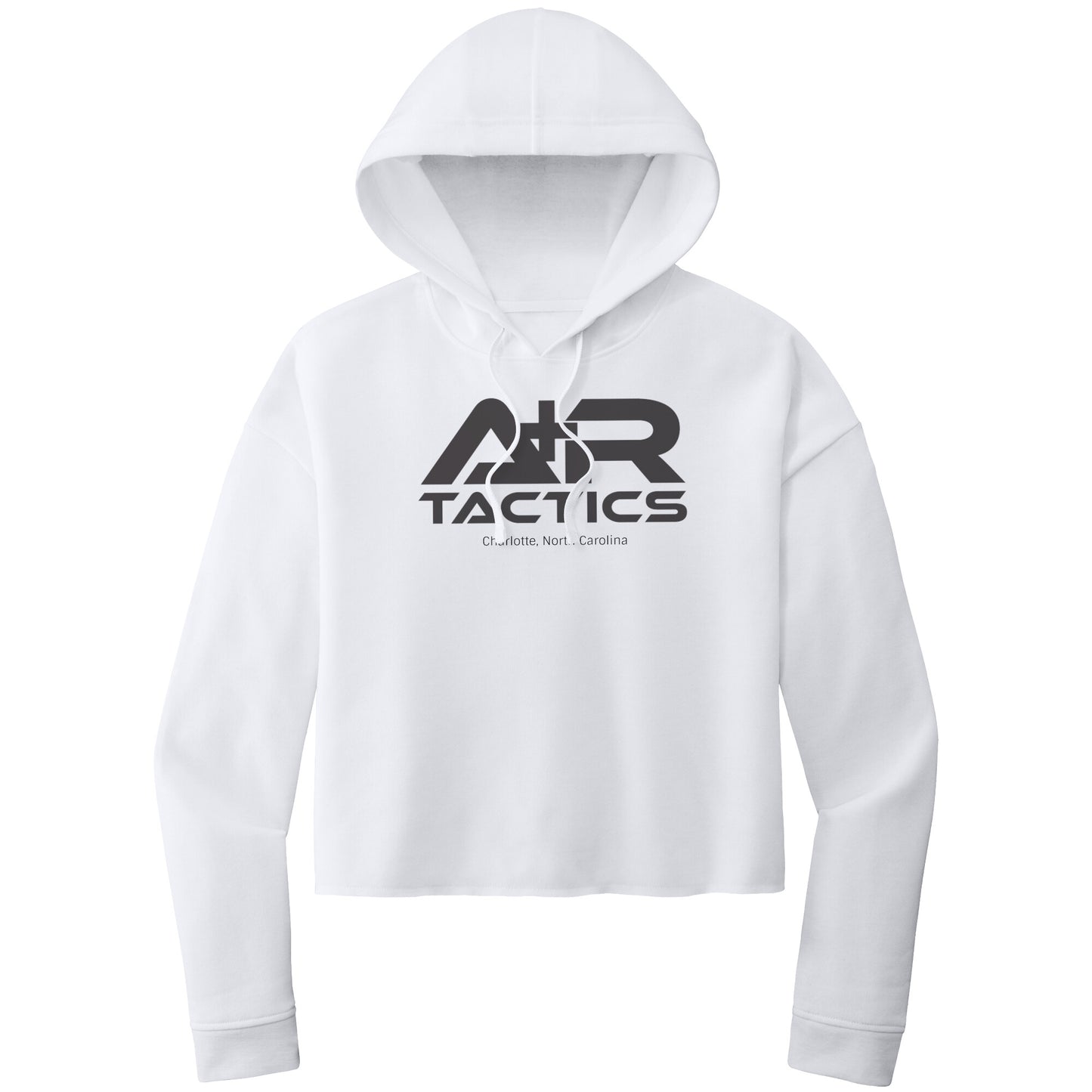 A+R Tactics Logo Womens Crop Hoodie, Black Print