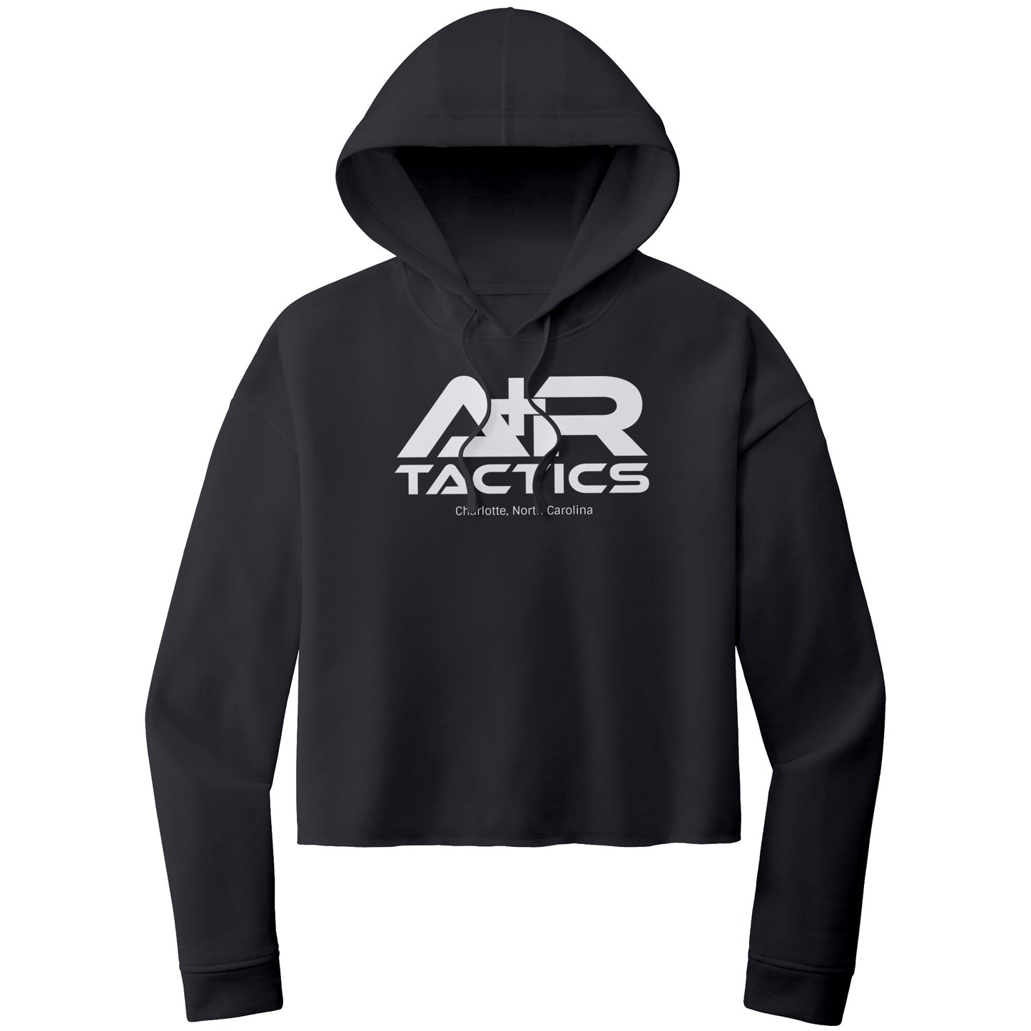 A+R Tactics Logo Womens Crop Hoodie, White Print