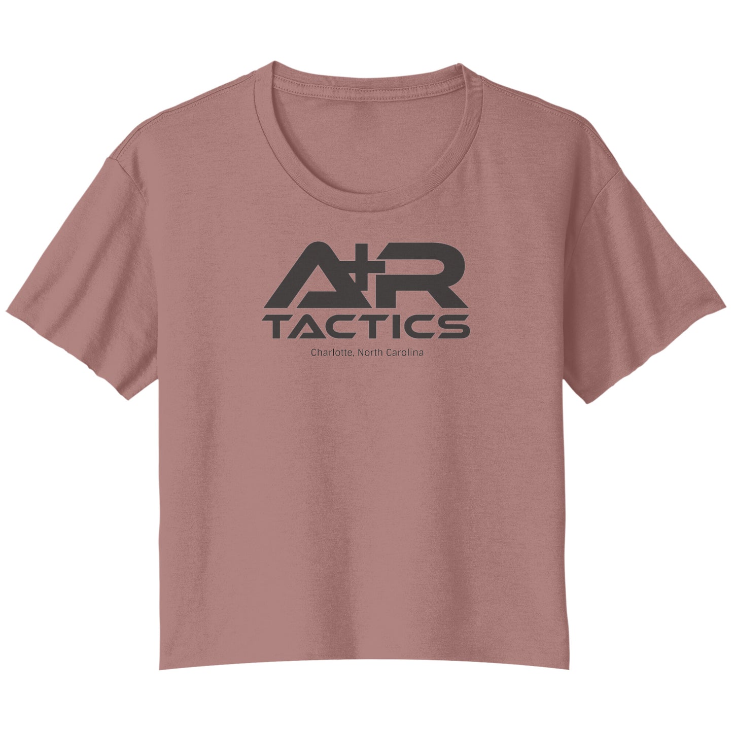 A+R Tactics Logo Womens Flowy Crop Tee, Black Print