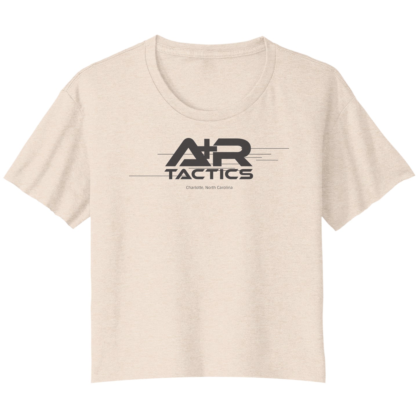 A+R Tactics Logo Womens Flowy Crop Tee Lined Logo Black Print