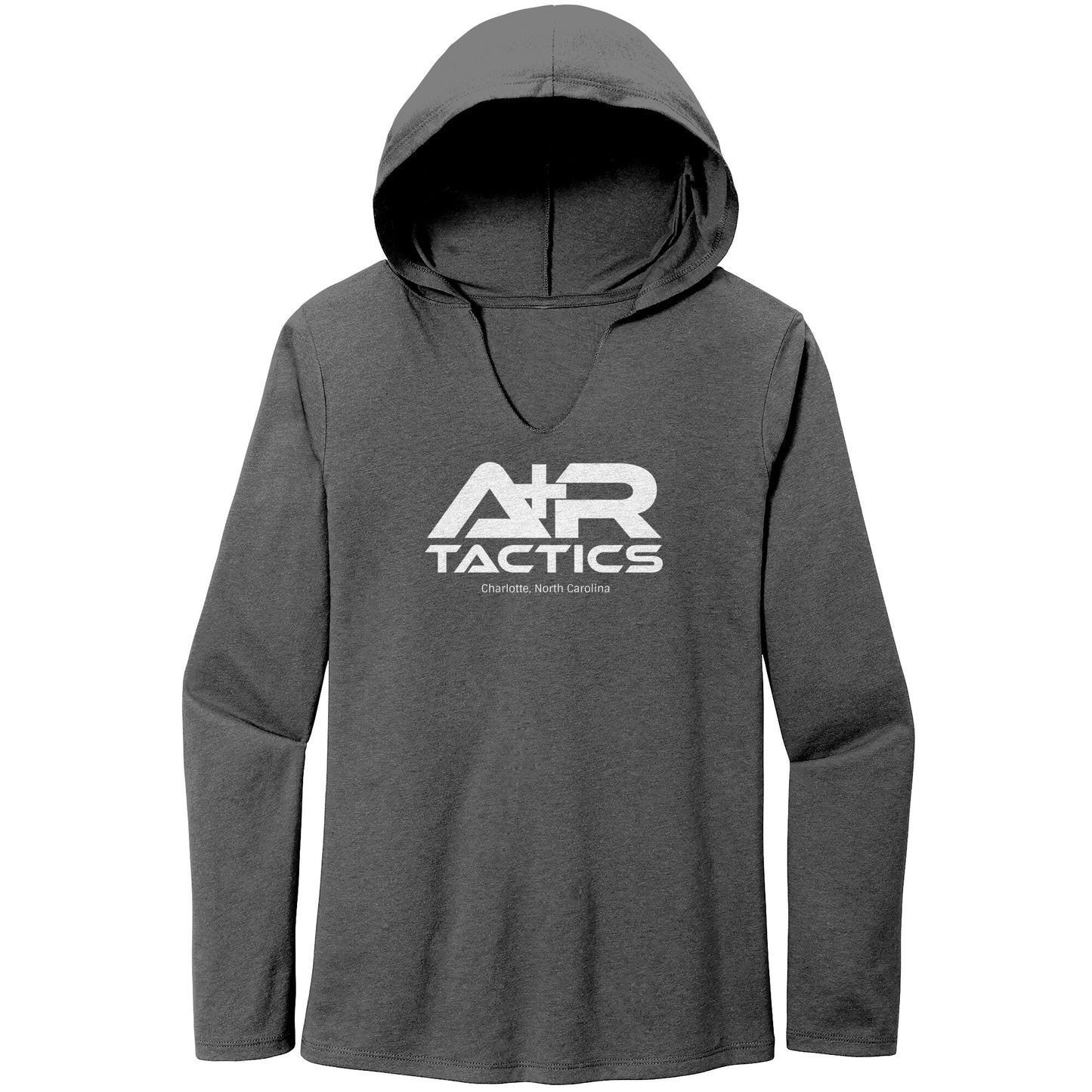 A+R Tactics Logo Womens Long Sleeve Hoodie, White Print