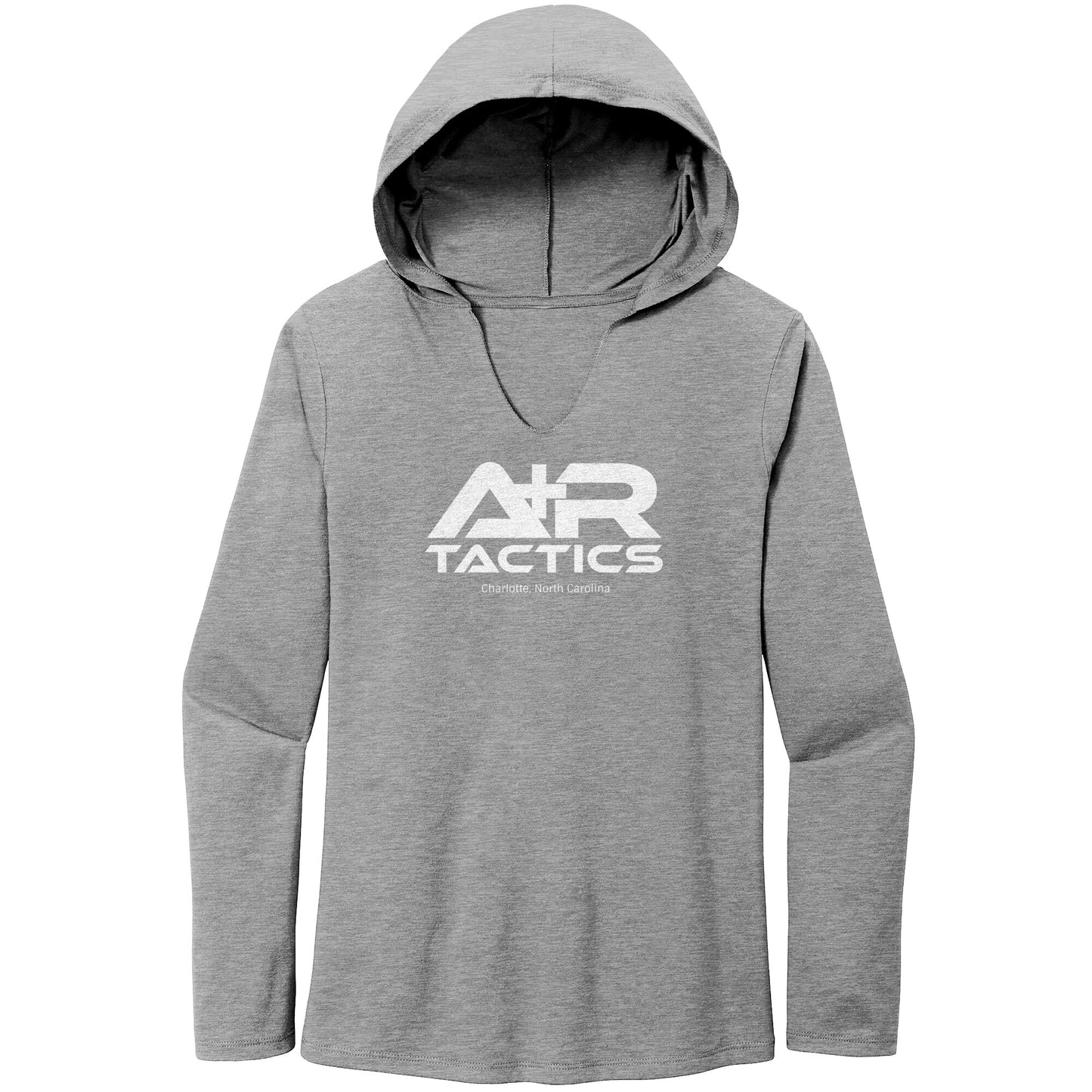 A+R Tactics Logo Womens Long Sleeve Hoodie, White Print