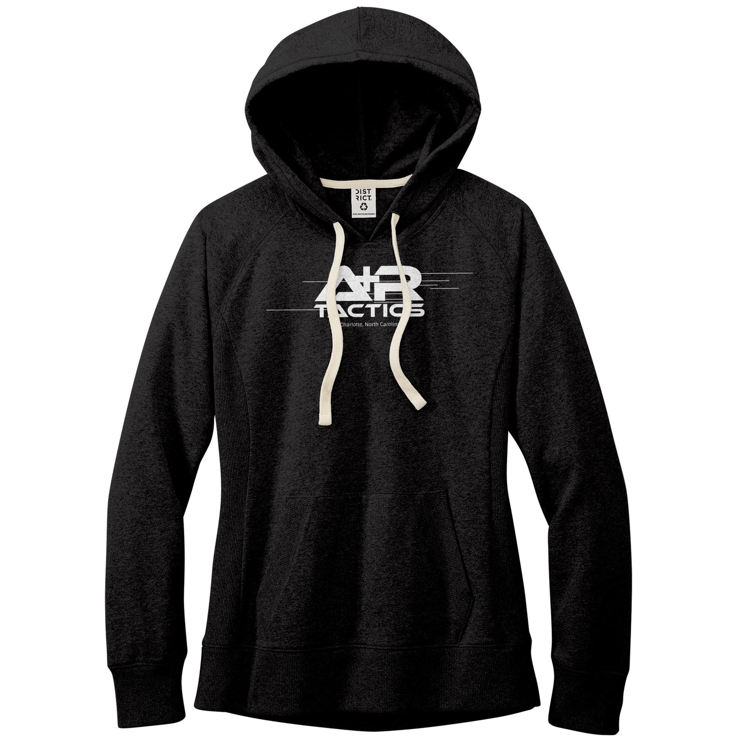 A+R Tactics Logo Womens Re-Fleece Hoodie, Lined Logo White Print