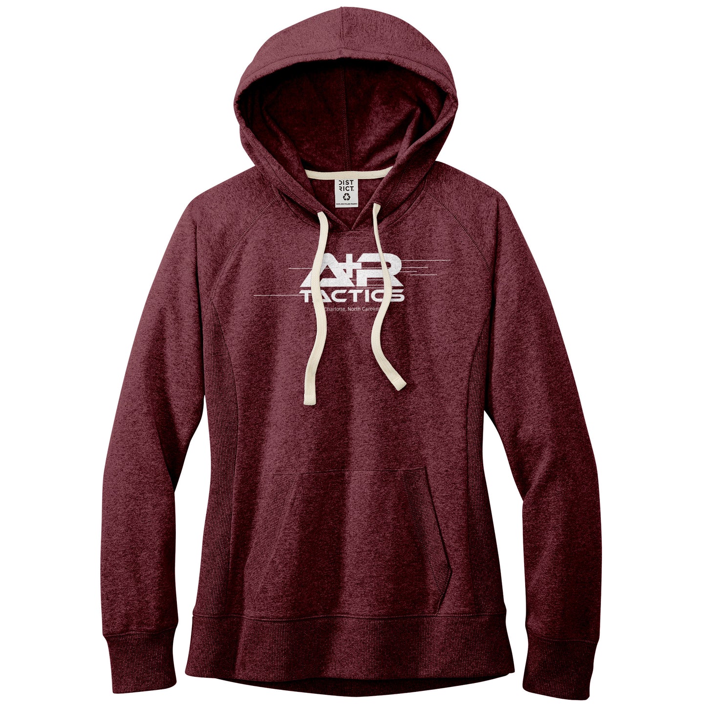 A+R Tactics Logo Womens Re-Fleece Hoodie, Lined Logo White Print