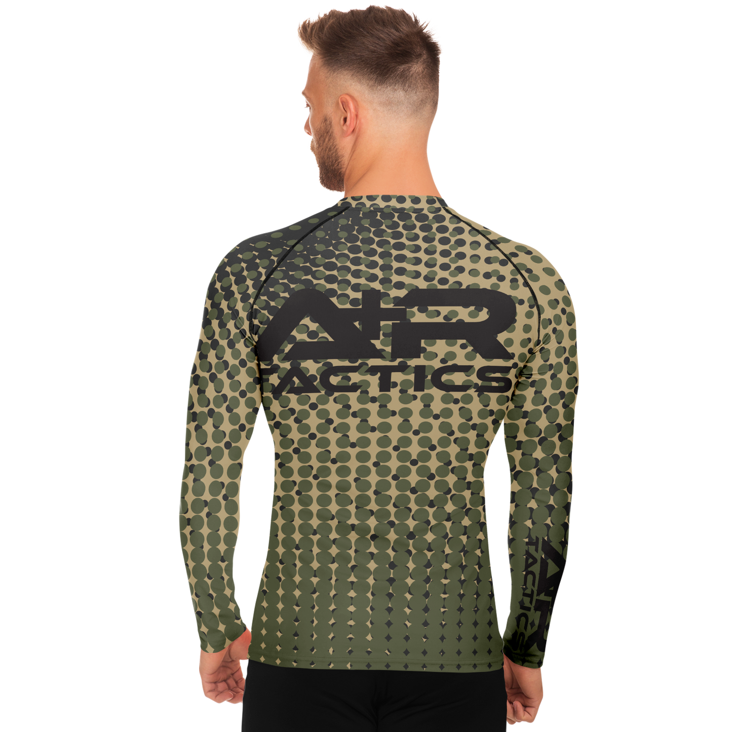 A+R Tactics Logo Mens Rashguard, Green Abstract