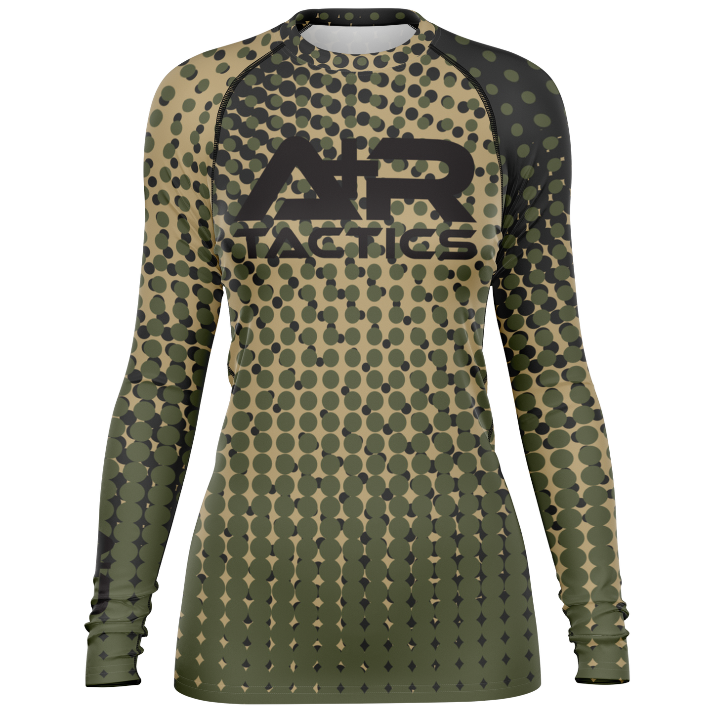A+R Tactics Logo Womens Rashguard, Green Abstract