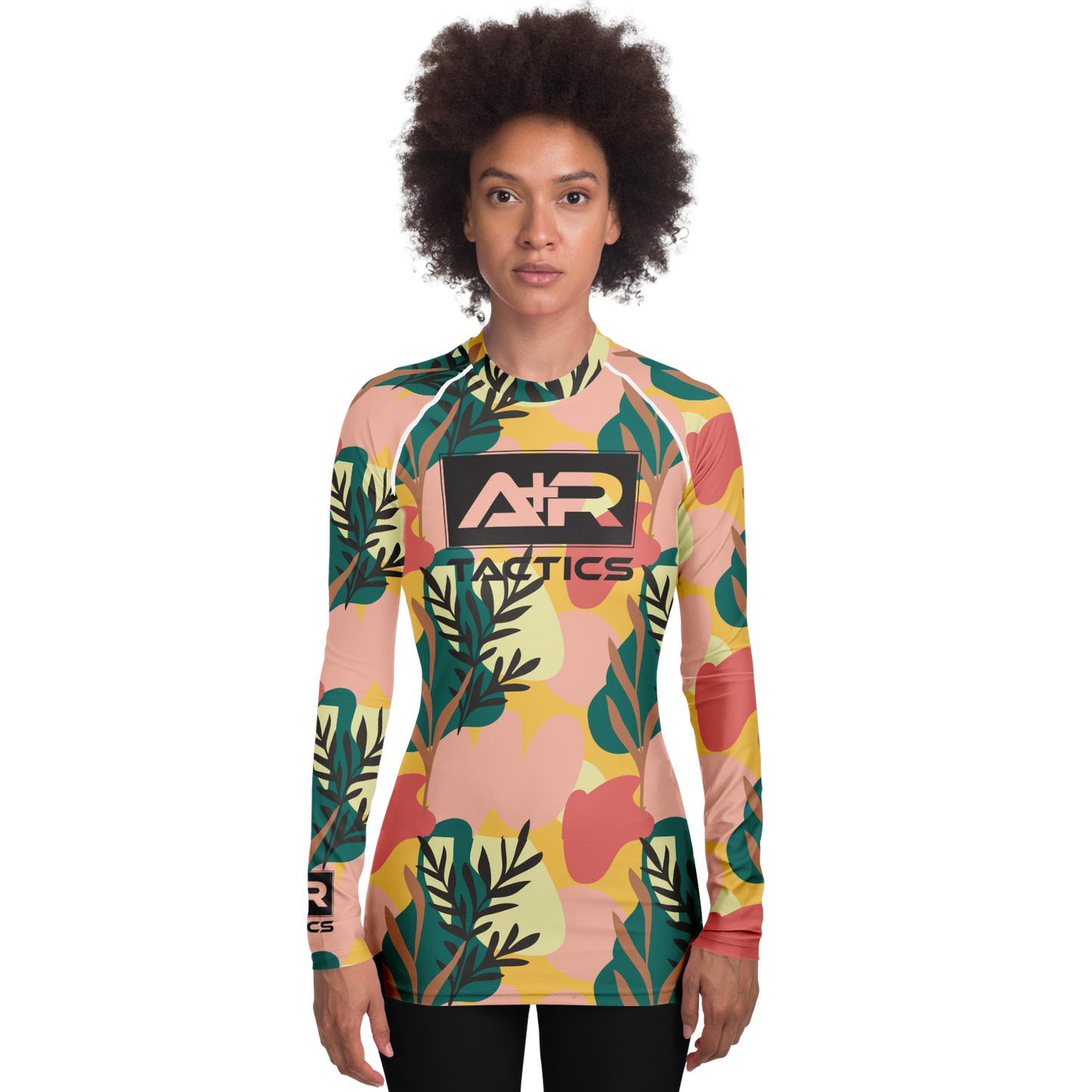 A+R Tactics Logo Womens Rashguard, Blush Floral