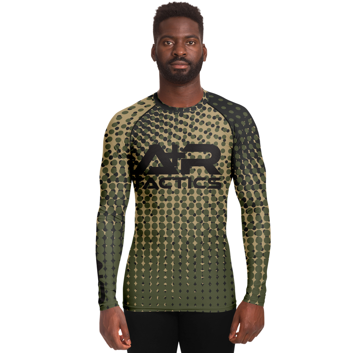 A+R Tactics Logo Mens Rashguard, Green Abstract